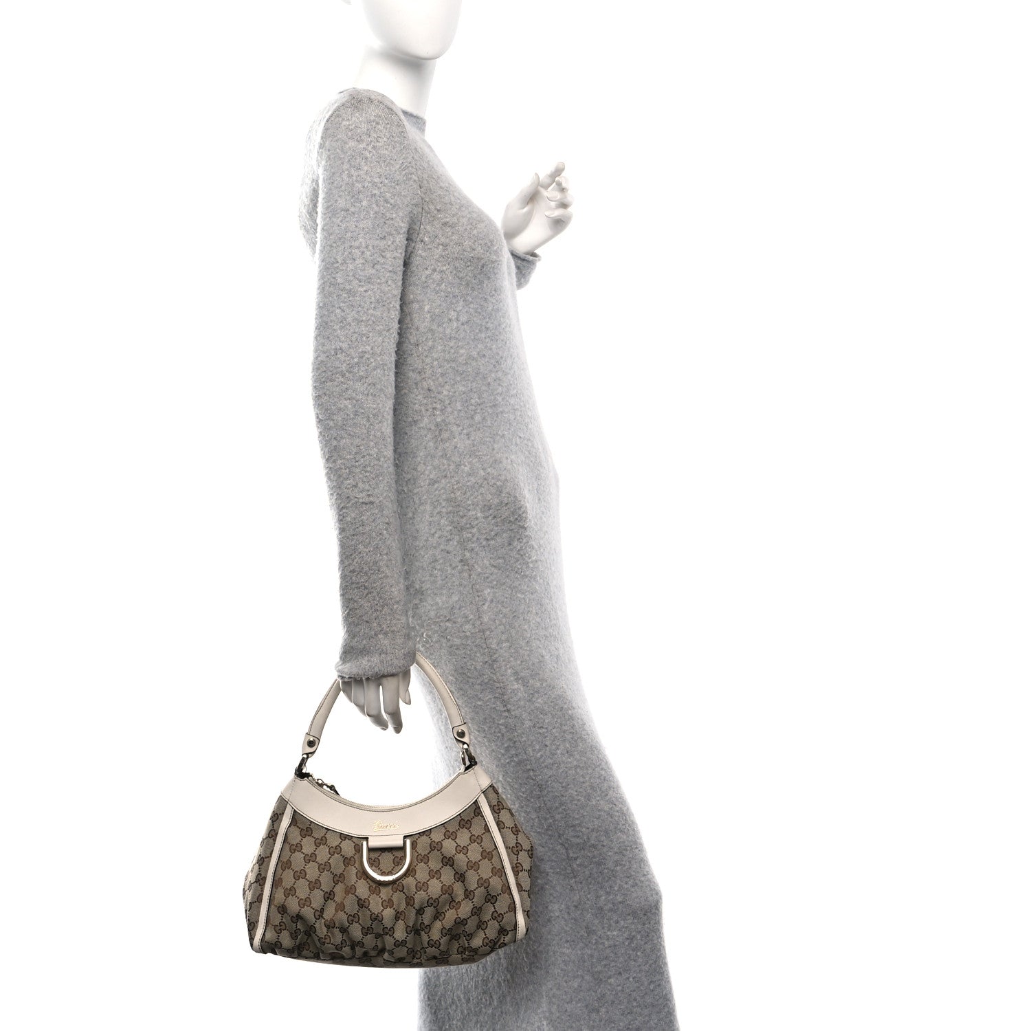 Monogram Medium D Gold Ring Hobo White