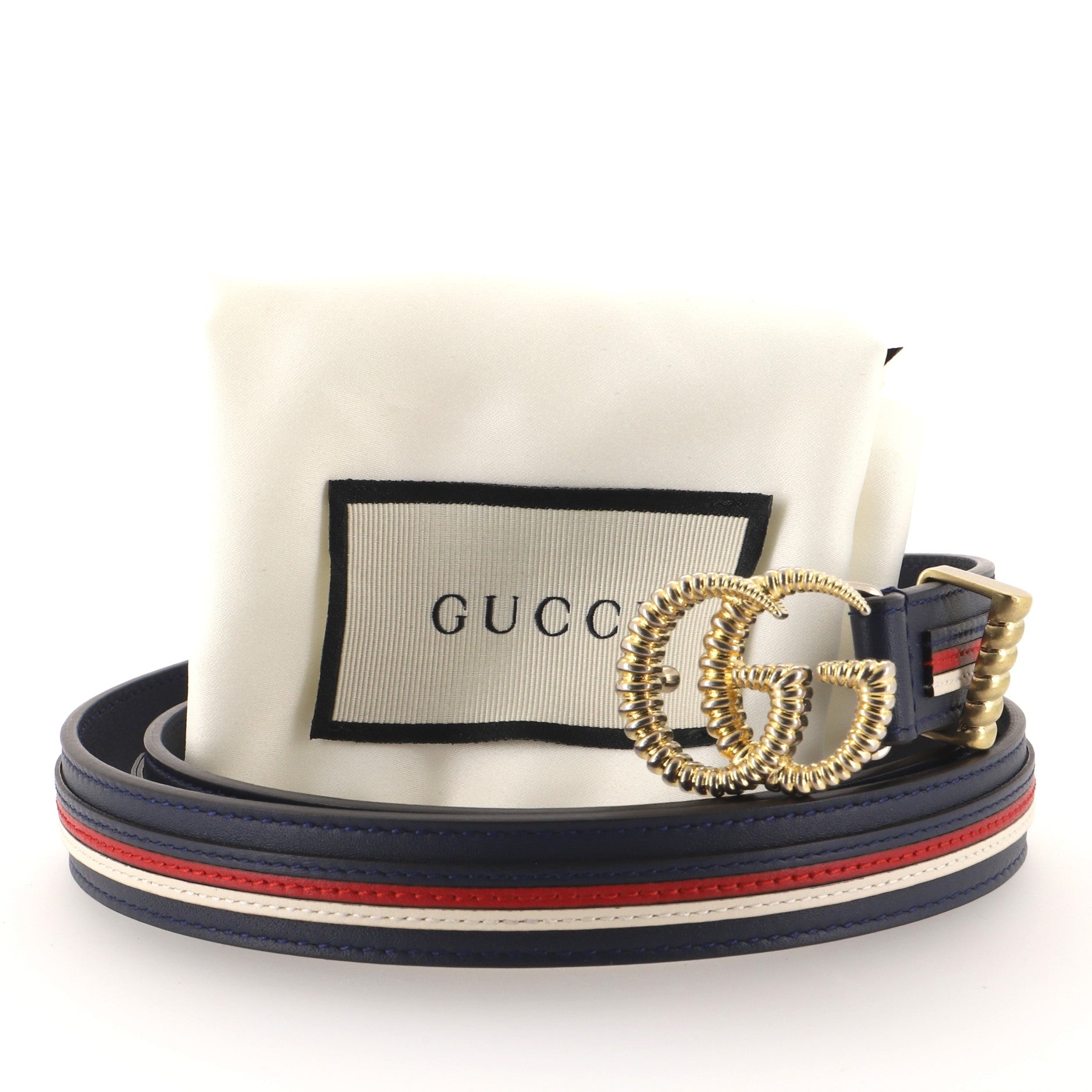 GG Marmont Web Belt Leather Medium 80