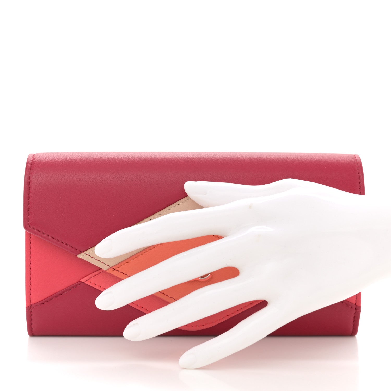 Lambskin Chevron Large Gusset Flap Wallet Dark Pink Multicolor