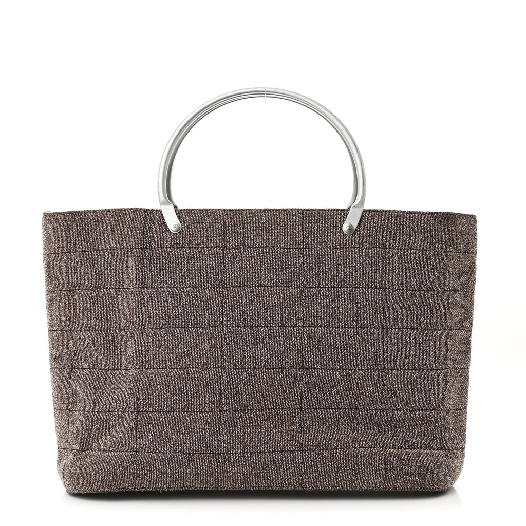 Tweed Quilted Chocolate Bar Tote Beige