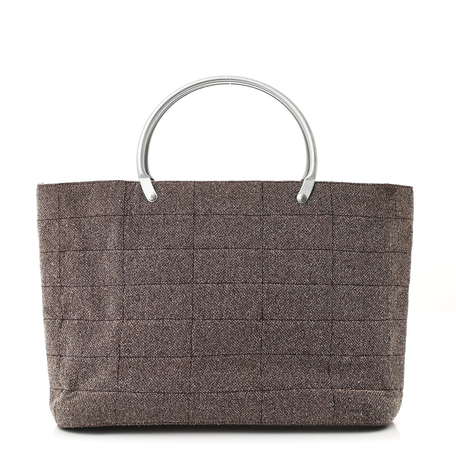 Tweed Quilted Chocolate Bar Tote Beige