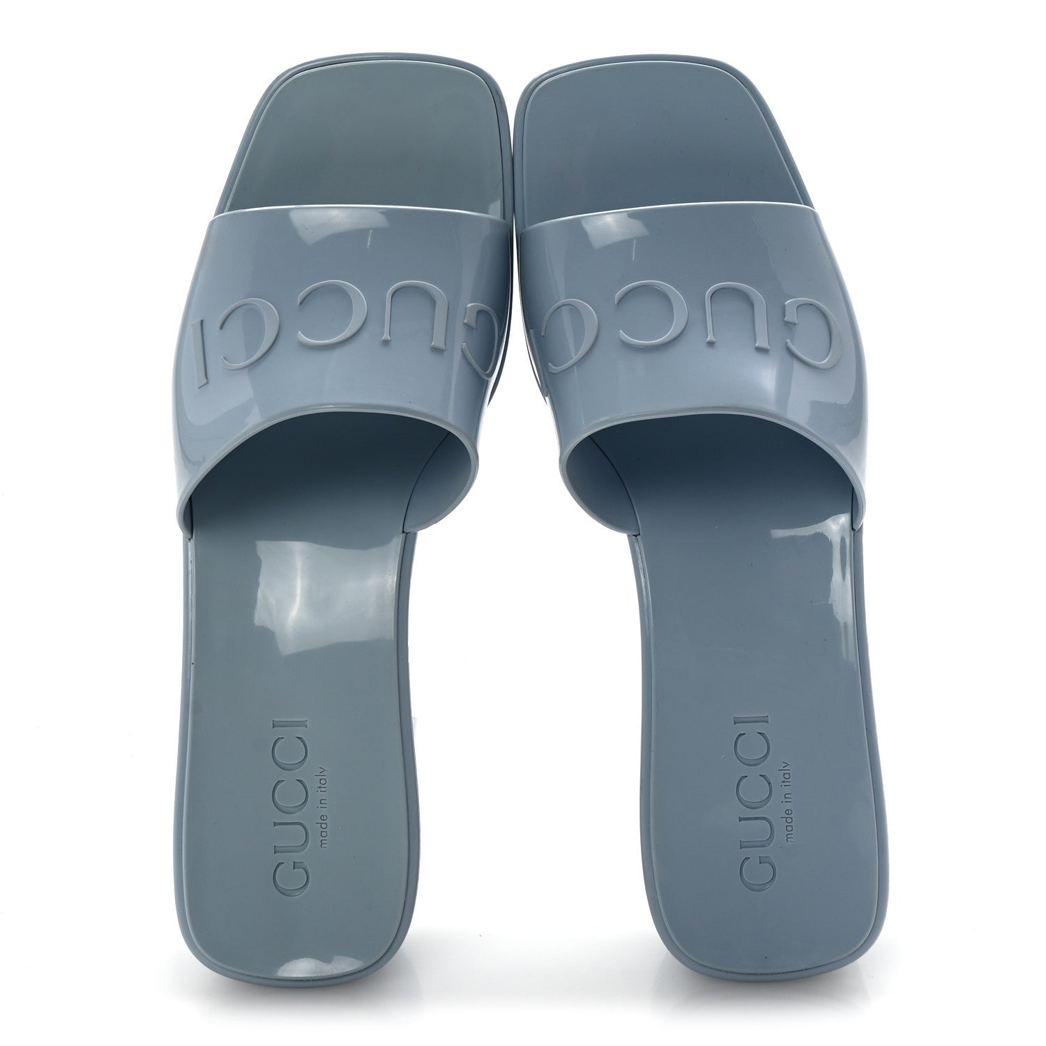 Rubber Gucci Logo Womens Platform 20/60mm Slide Sandals 36 Porcelain Light Blue