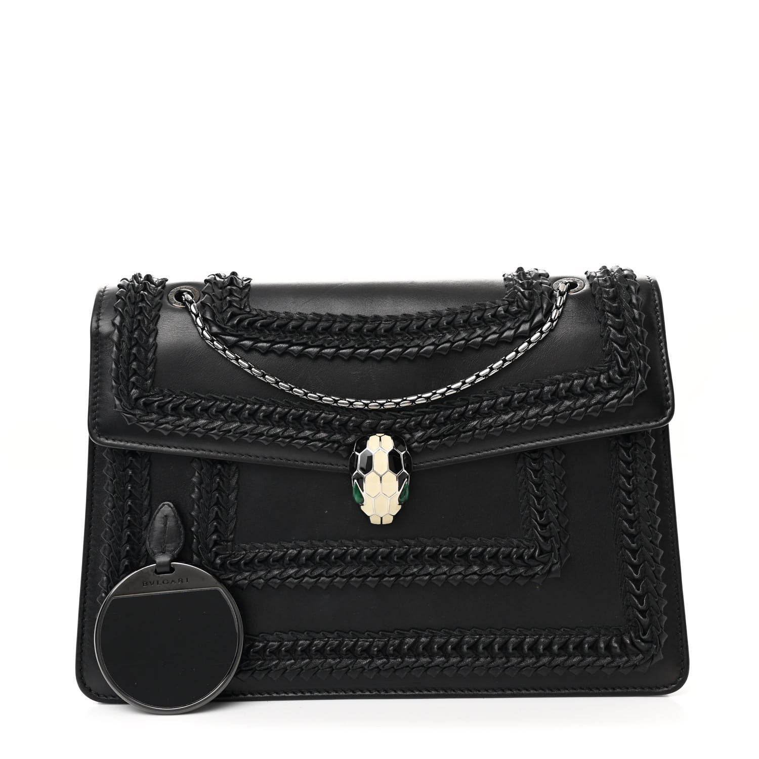 Calfskin Plisse Serpenti Forever Crossbody Bag Black