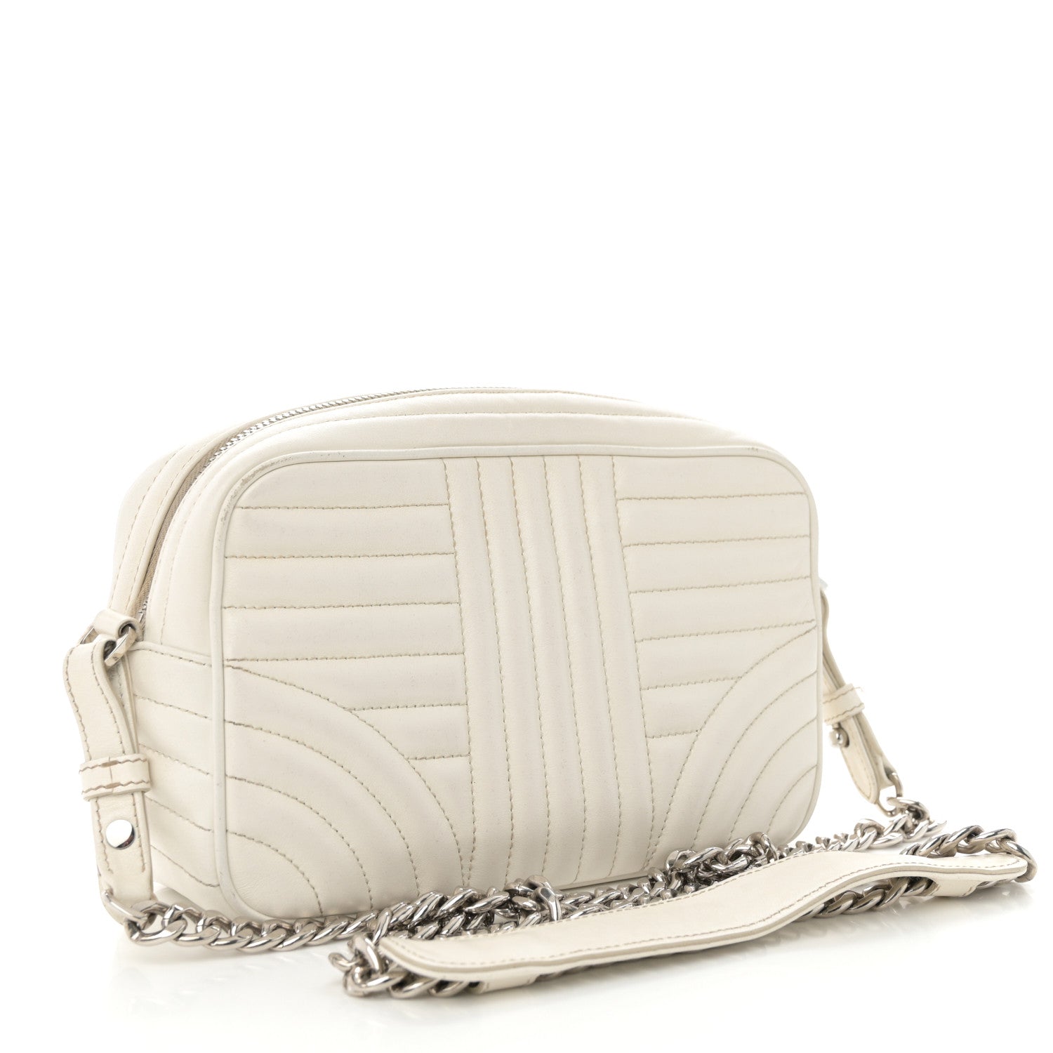 Soft Calfskin Diagramme Camera Bag White