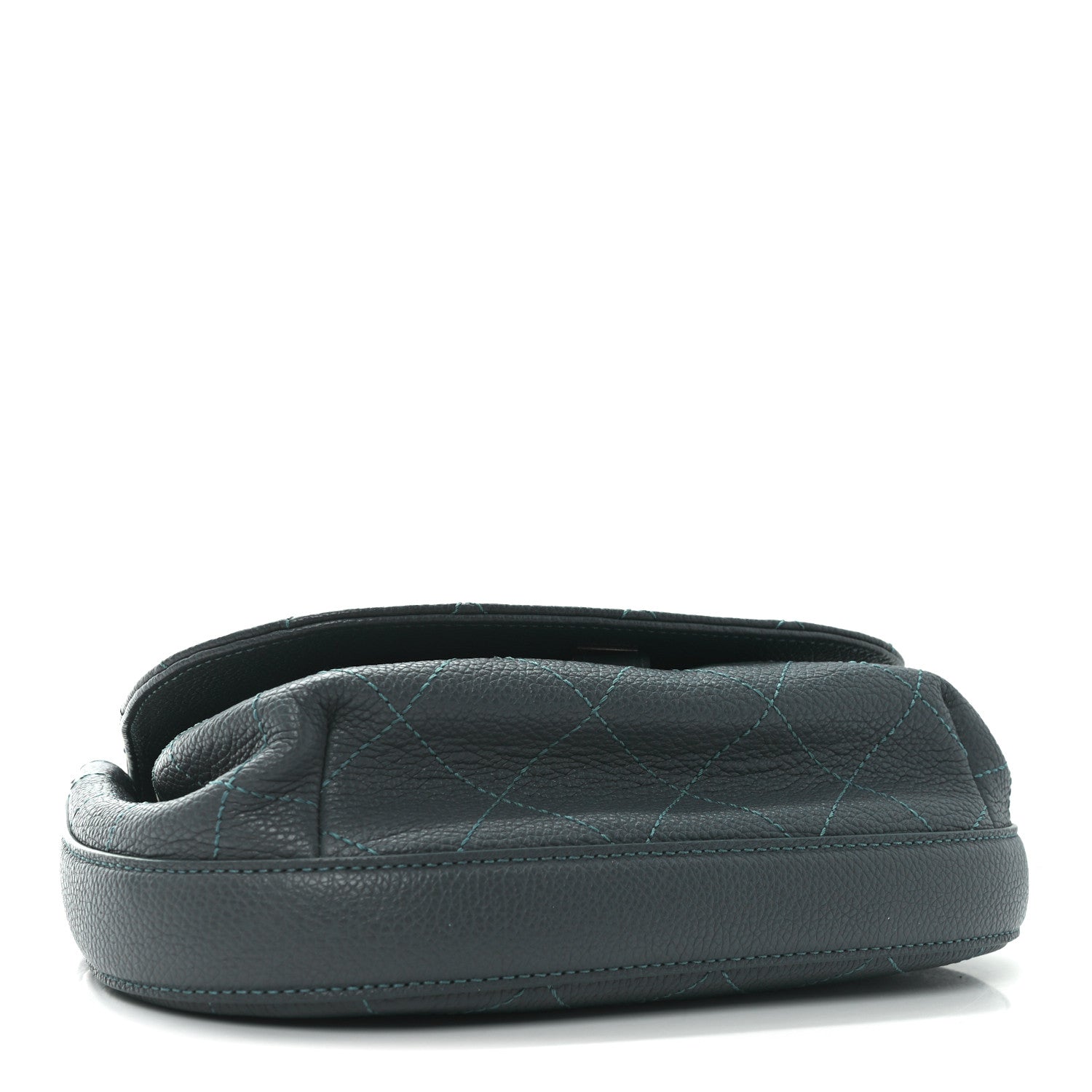 Grained Calfskin Stitched Small Messenger Flap Bag Teal