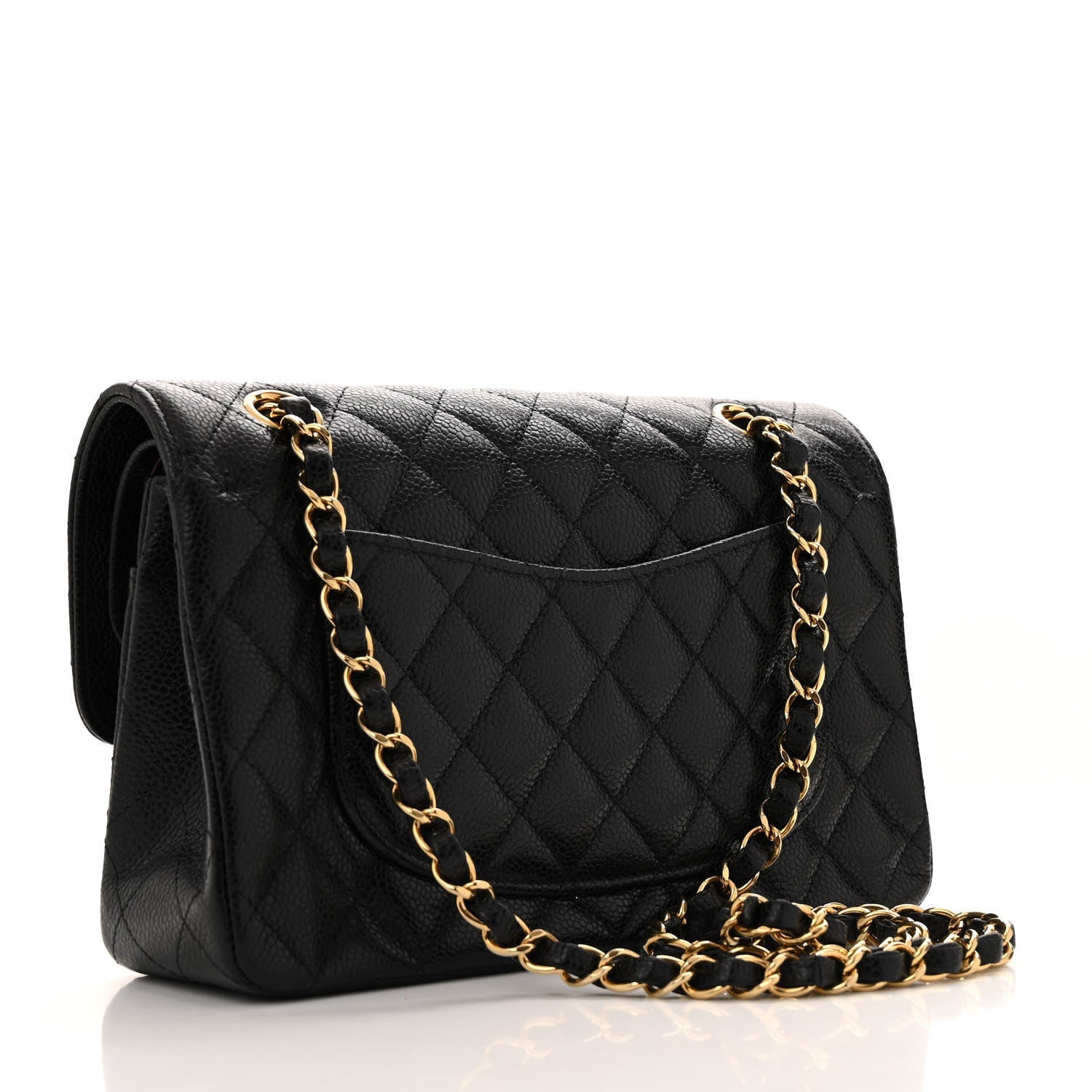 Caviar Quilted Small Double Flap Black
