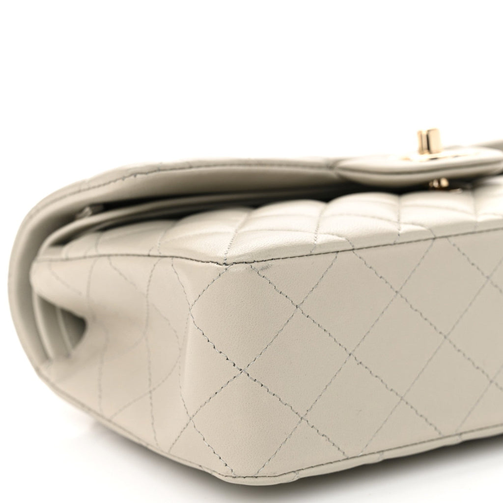 Lambskin Quilted Small Double Flap Grey