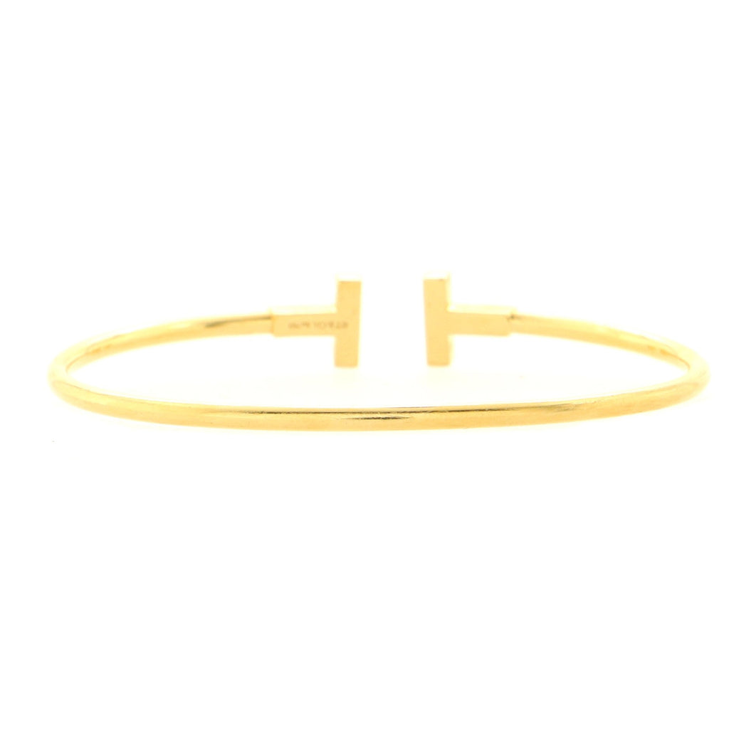 T Wire Bracelet 18K Yellow Gold with Diamonds Narrow