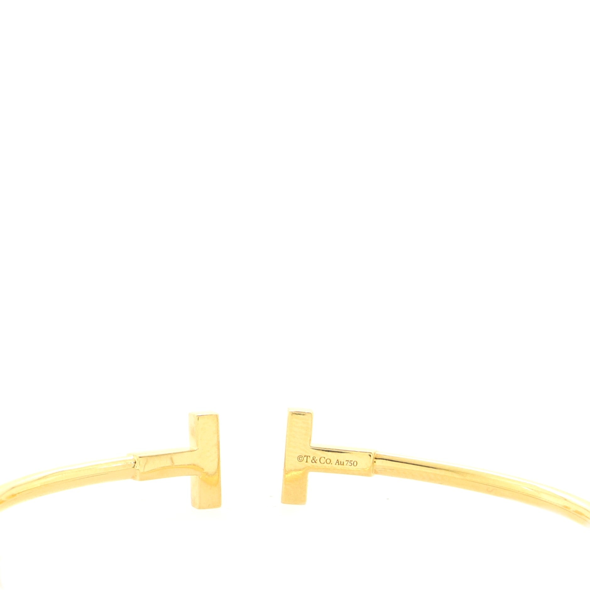 T Wire Bracelet 18K Yellow Gold with Diamonds Narrow
