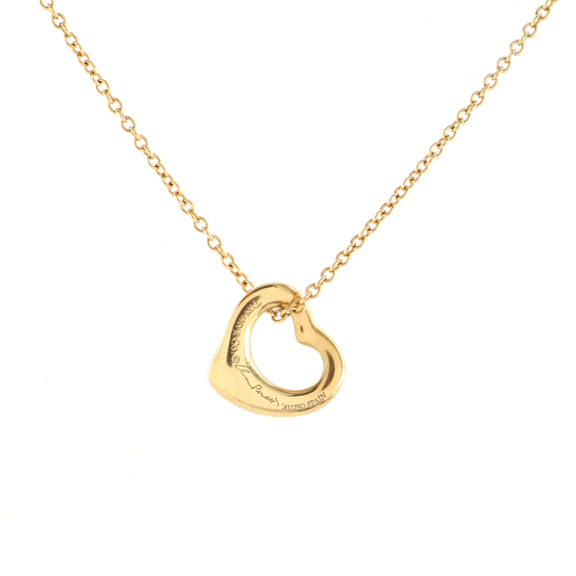 Elsa Peretti Open Heart Pendant Necklace 18K Yellow Gold 11mm