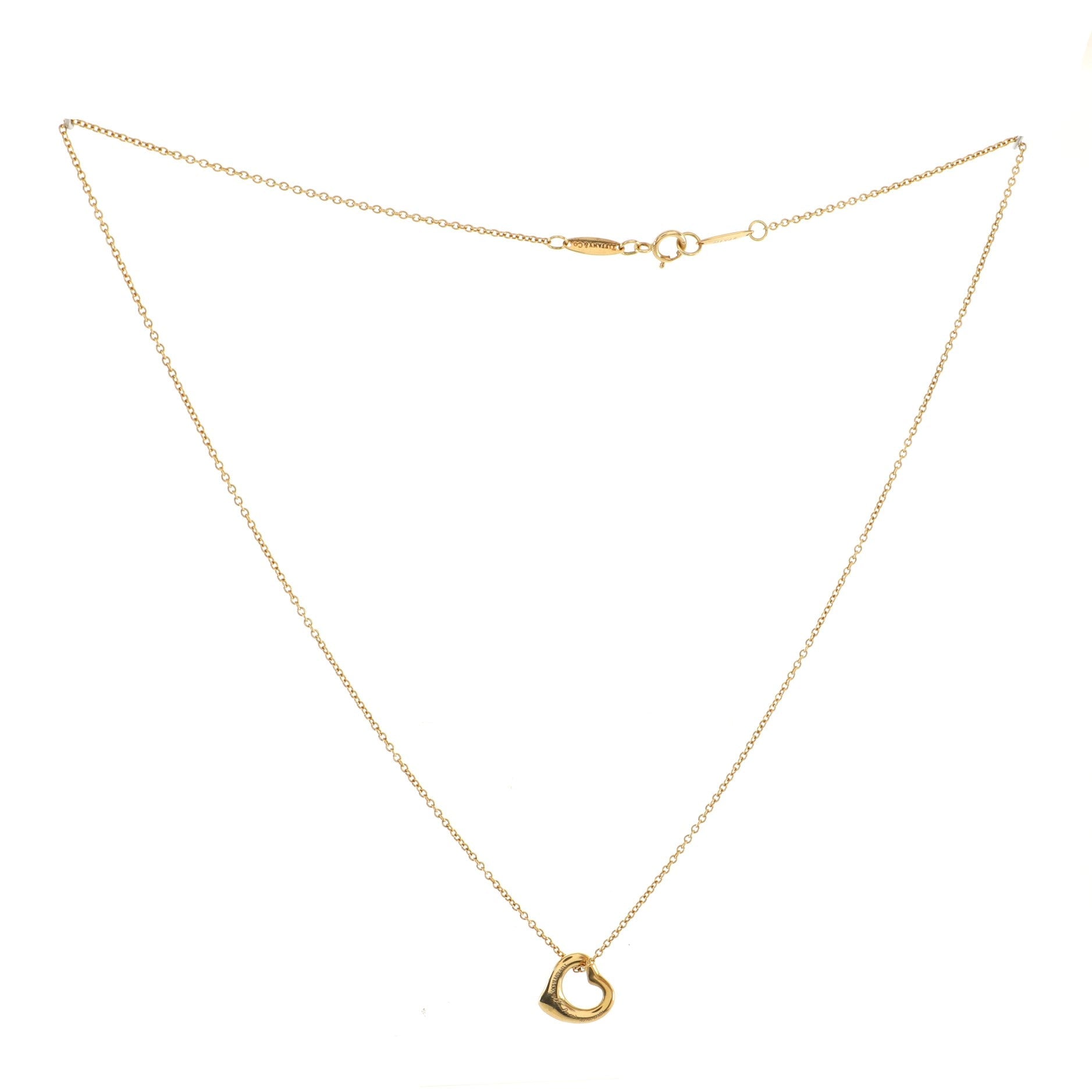 Elsa Peretti Open Heart Pendant Necklace 18K Yellow Gold 11mm