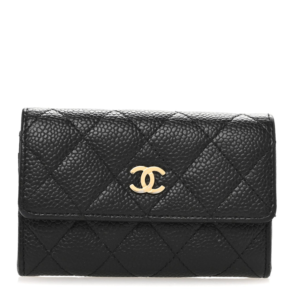 Caviar Quilted Flap  Holder Black