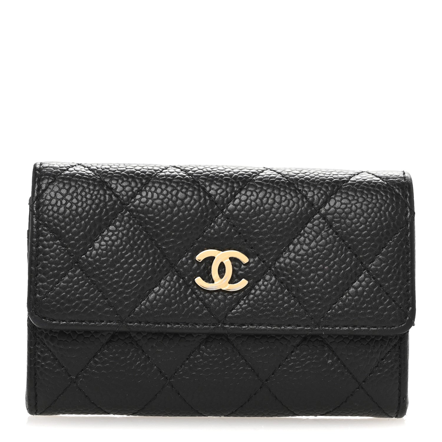 Caviar Quilted Flap  Holder Black