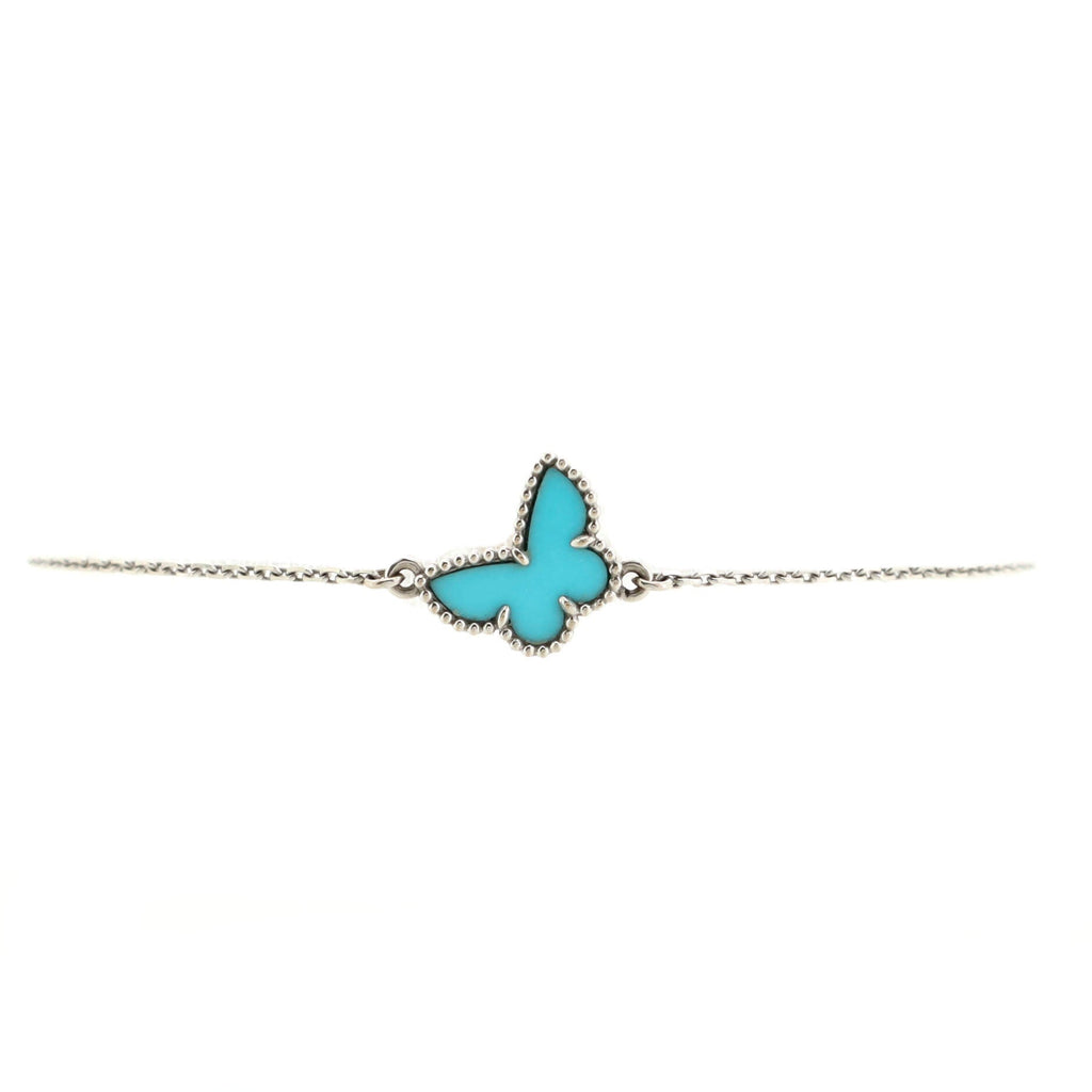 Sweet Alhambra Butterfly Bracelet 18K White Gold and Turquoise