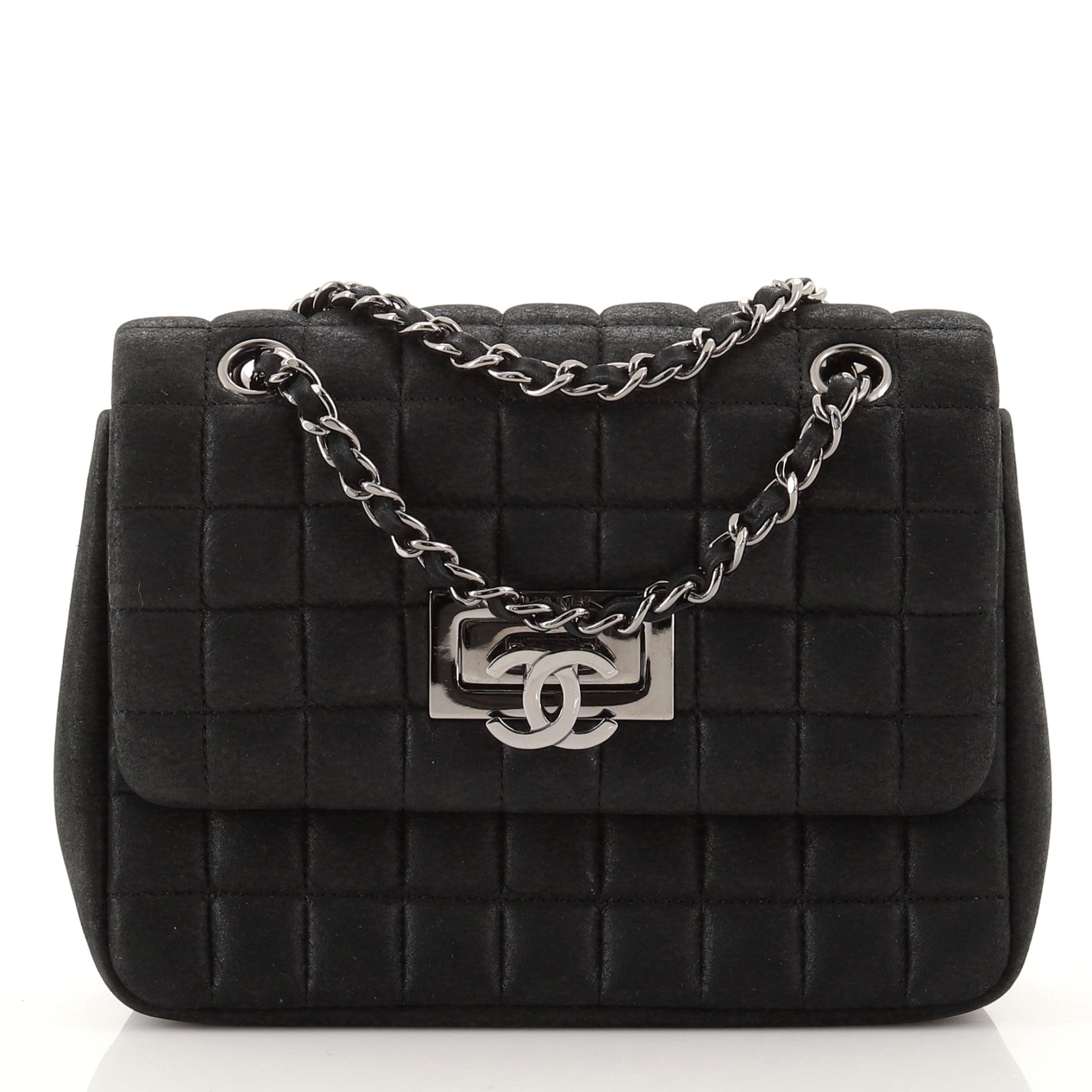 CC Lock Bubble Flap Bag Quilted Iridescent Calfskin Mini
