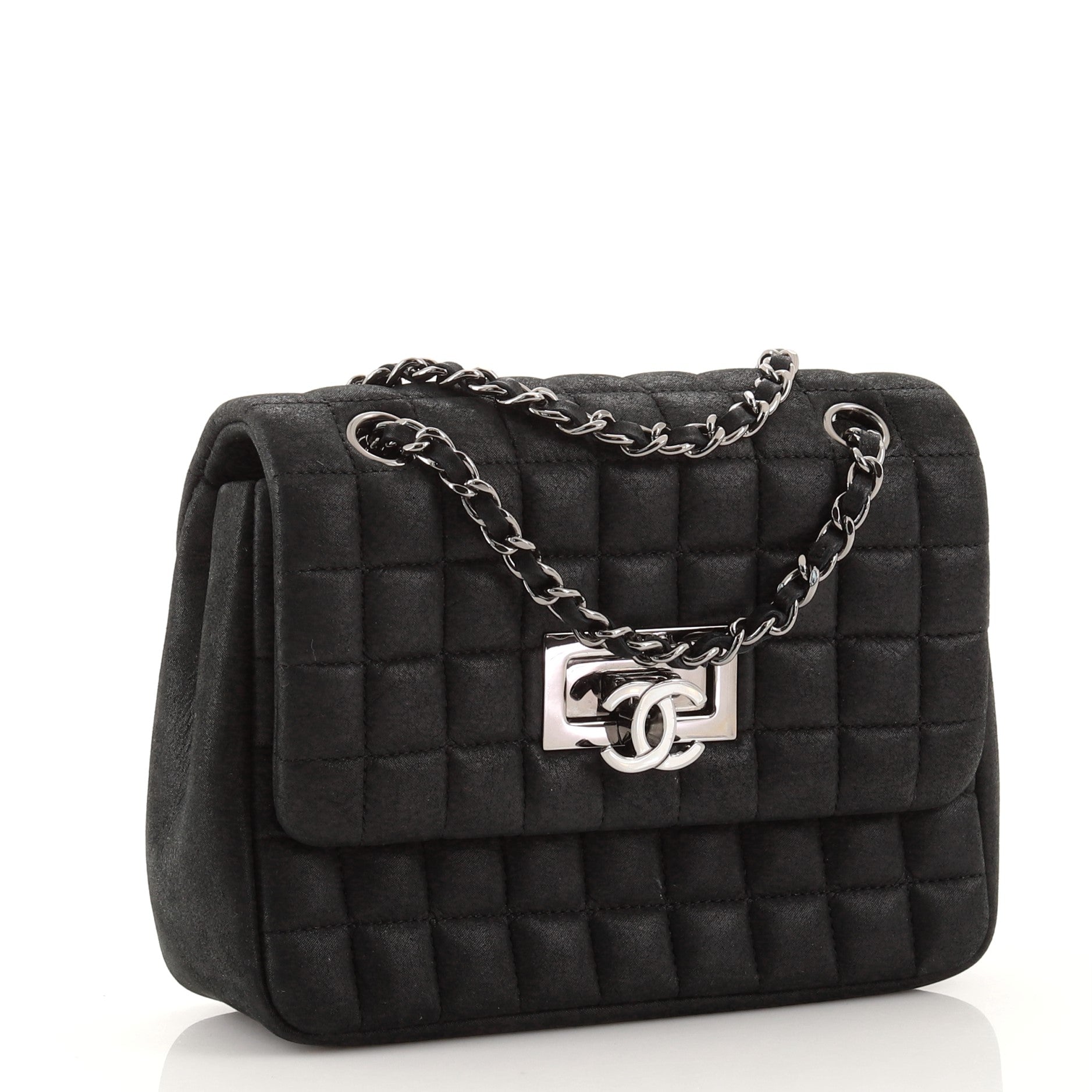 CC Lock Bubble Flap Bag Quilted Iridescent Calfskin Mini