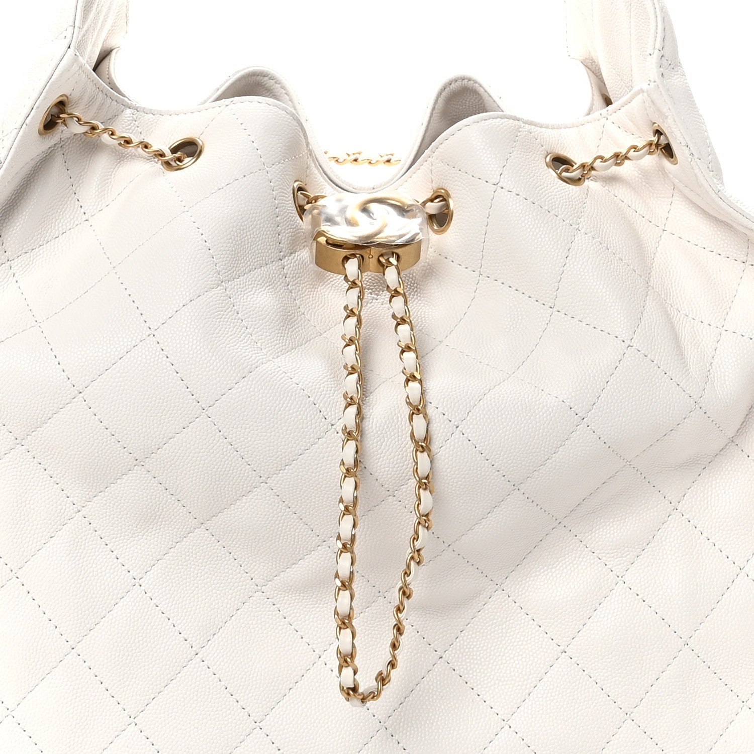 Caviar Quilted Medium Chanel 25 Handbag White