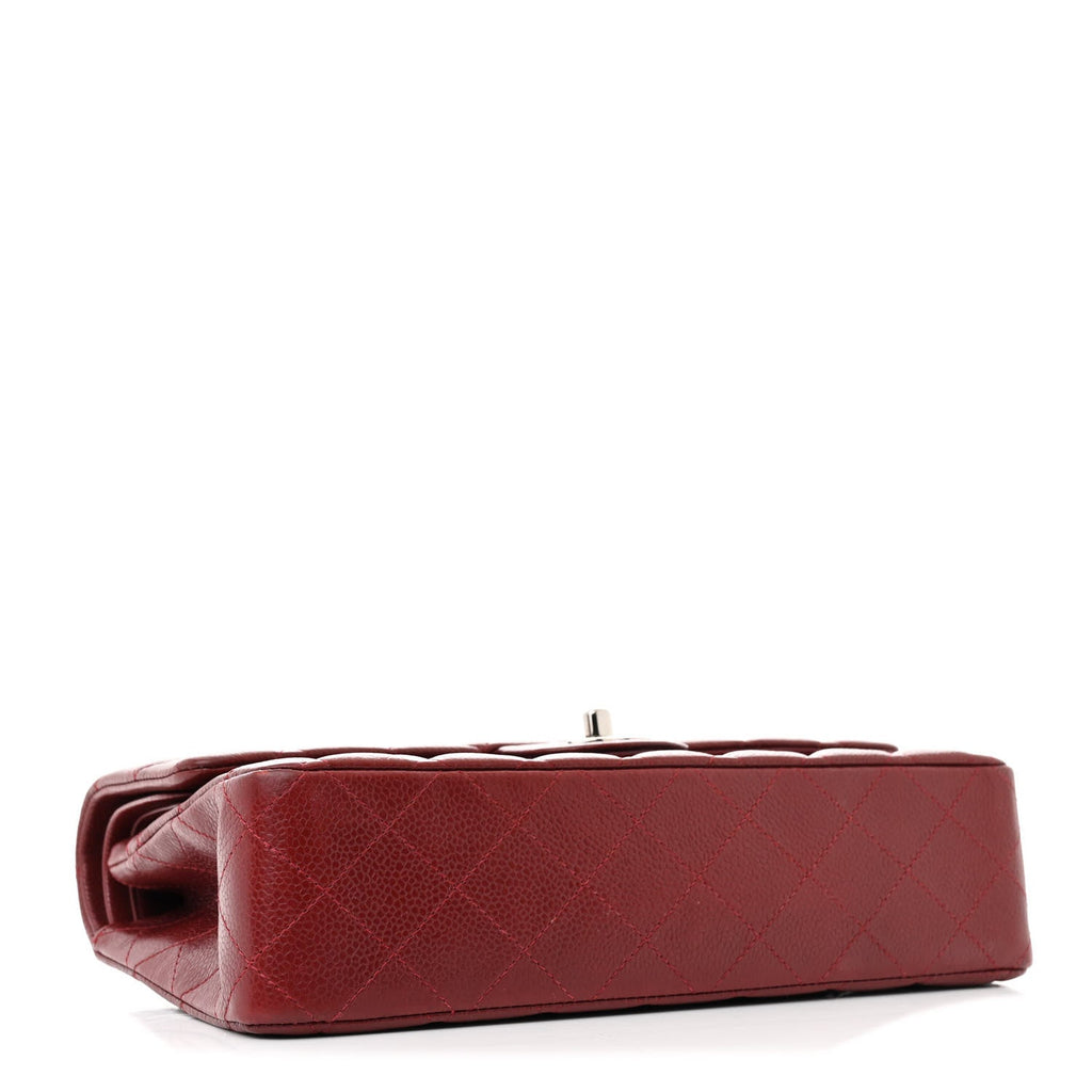 Caviar Quilted Medium Double Flap Burgundy