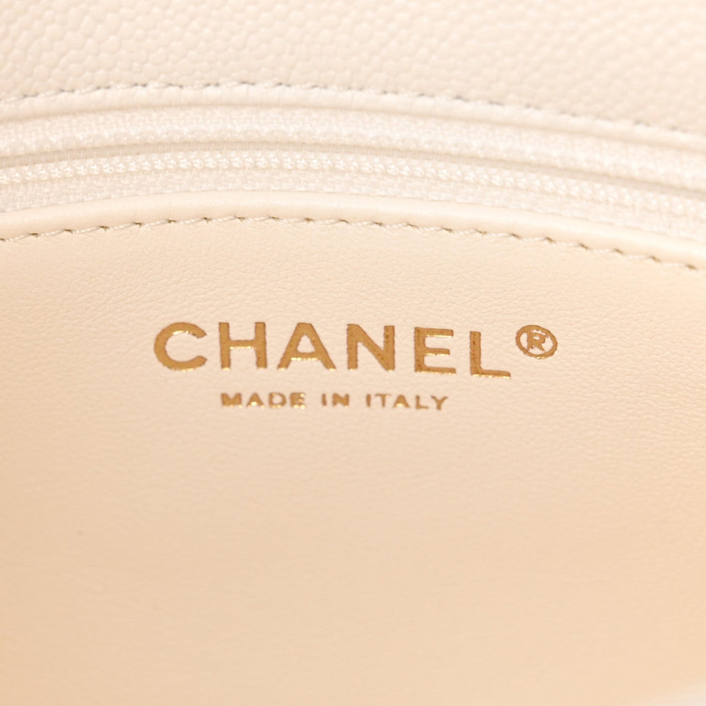 Caviar Quilted Mini Sweetheart Flap White