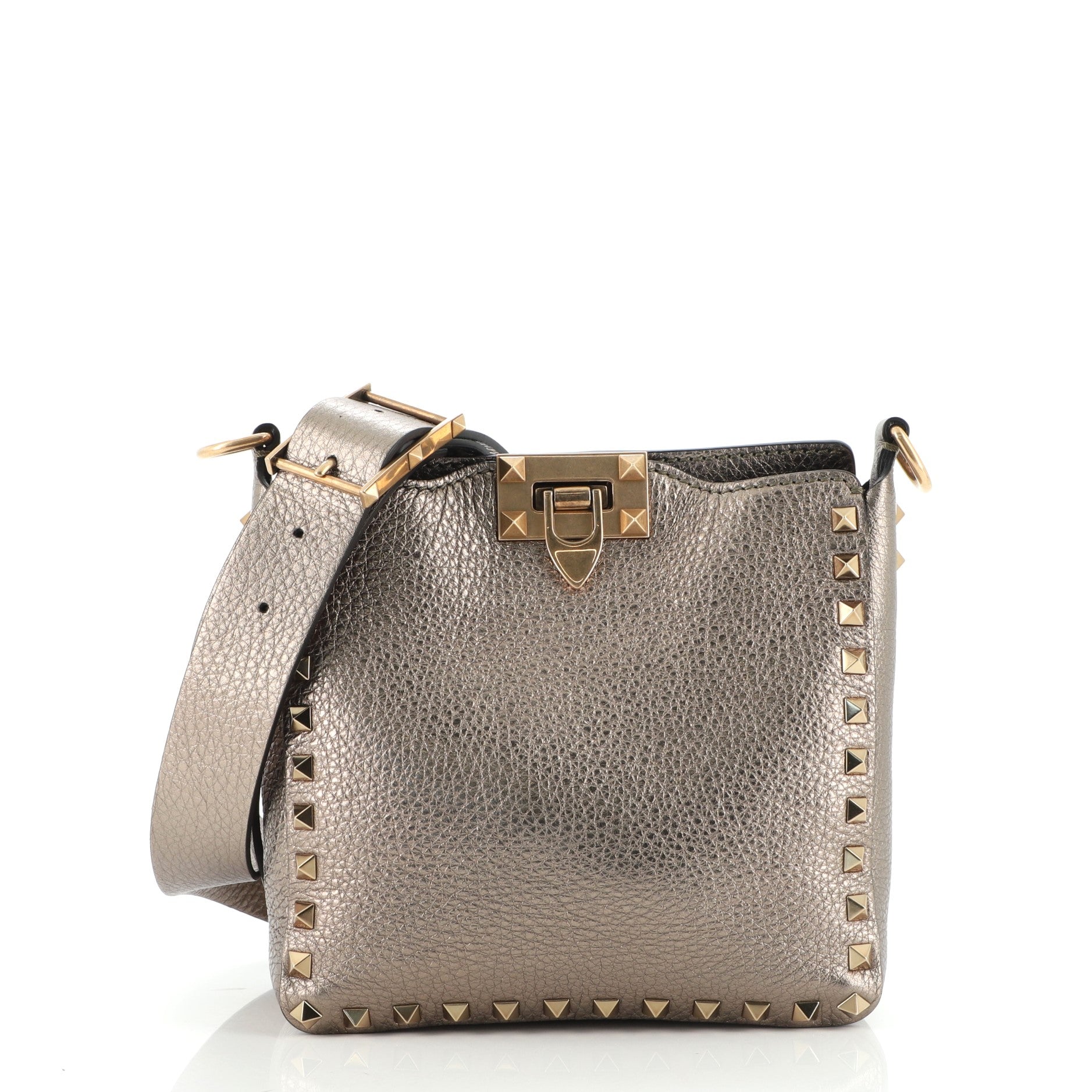 Rockstud Flip Lock Messenger Bag Leather Mini