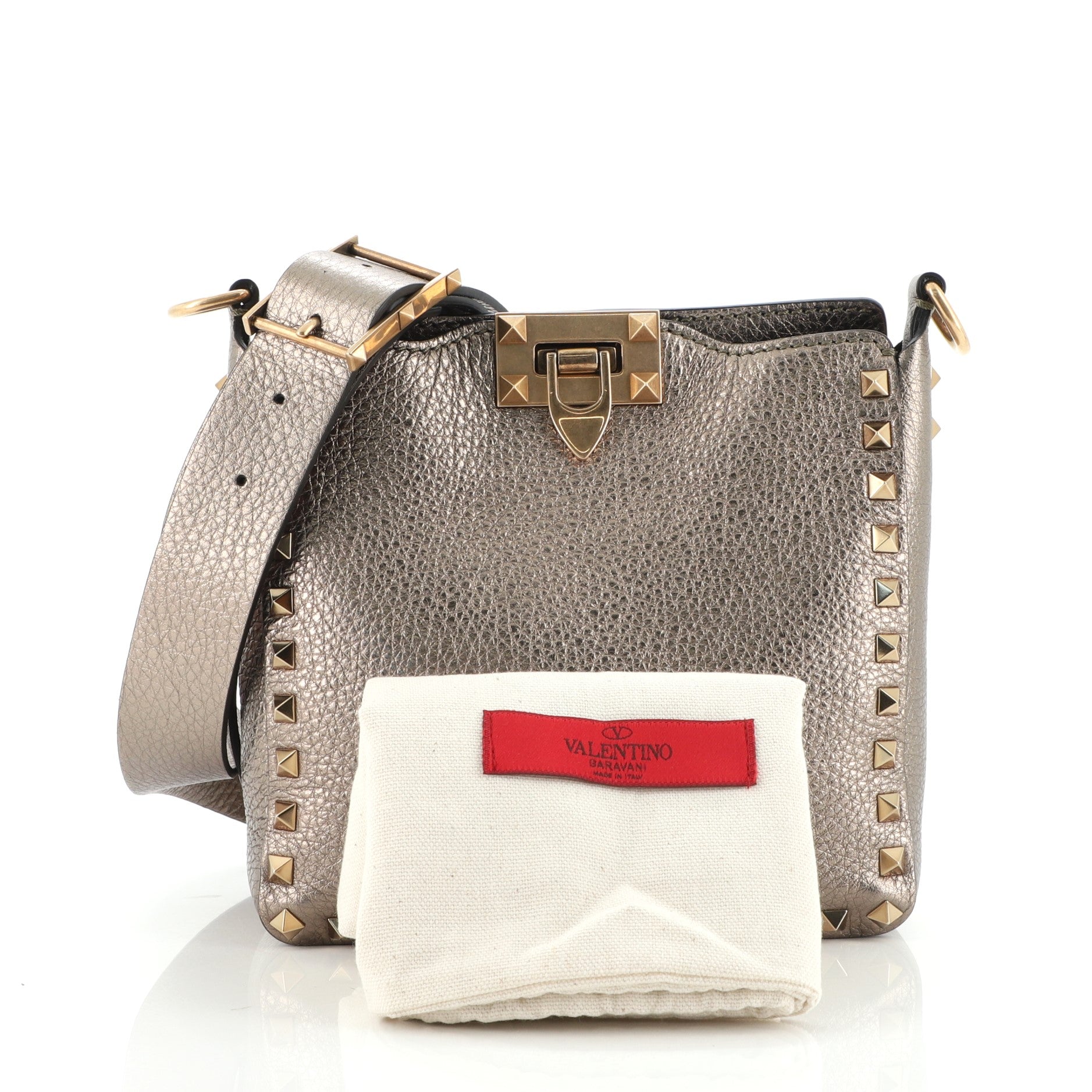 Rockstud Flip Lock Messenger Bag Leather Mini