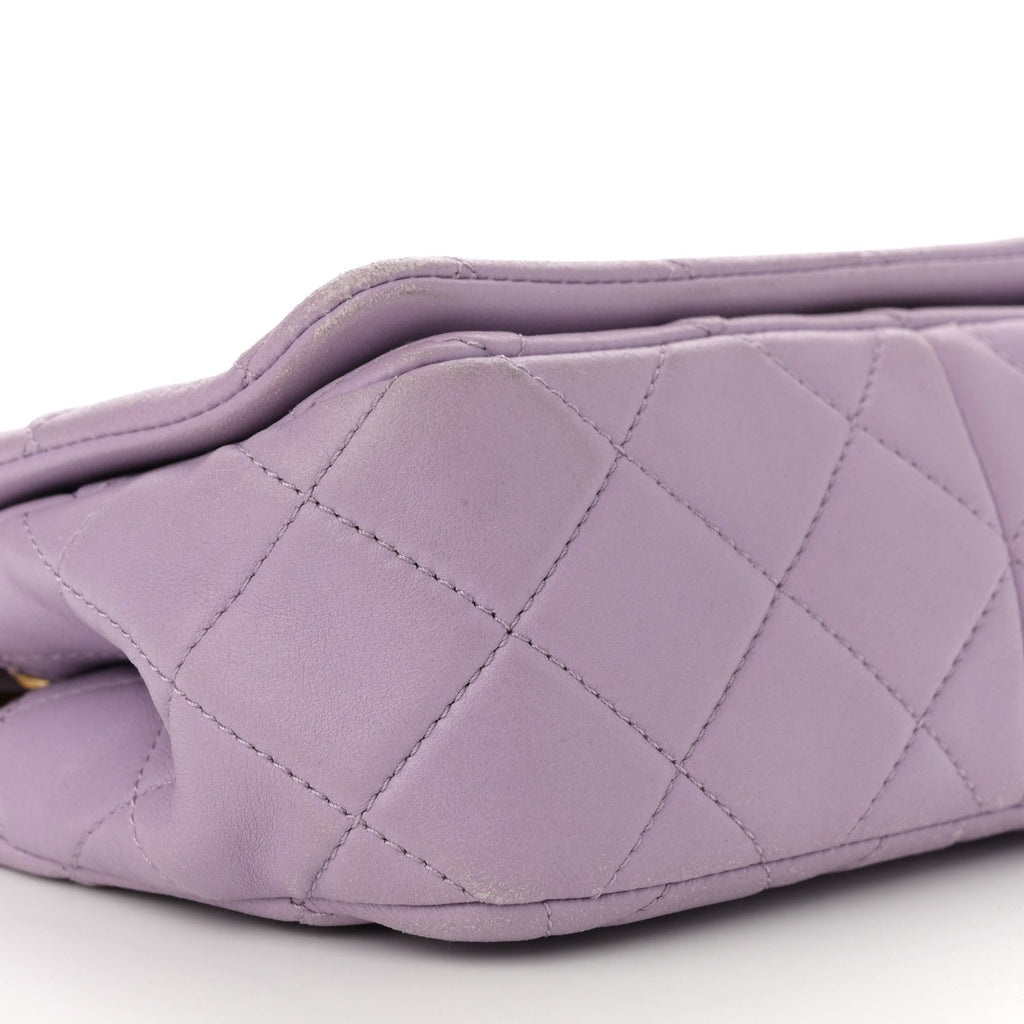 Lambskin Quilted Braided CC Small Flap Lilac
