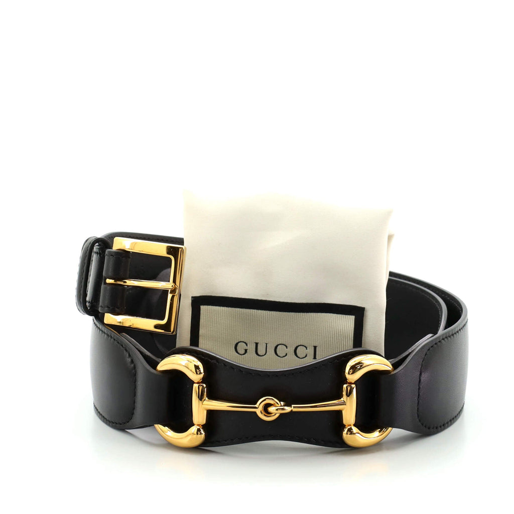 Horsebit Buckle Belt Leather Wide 85