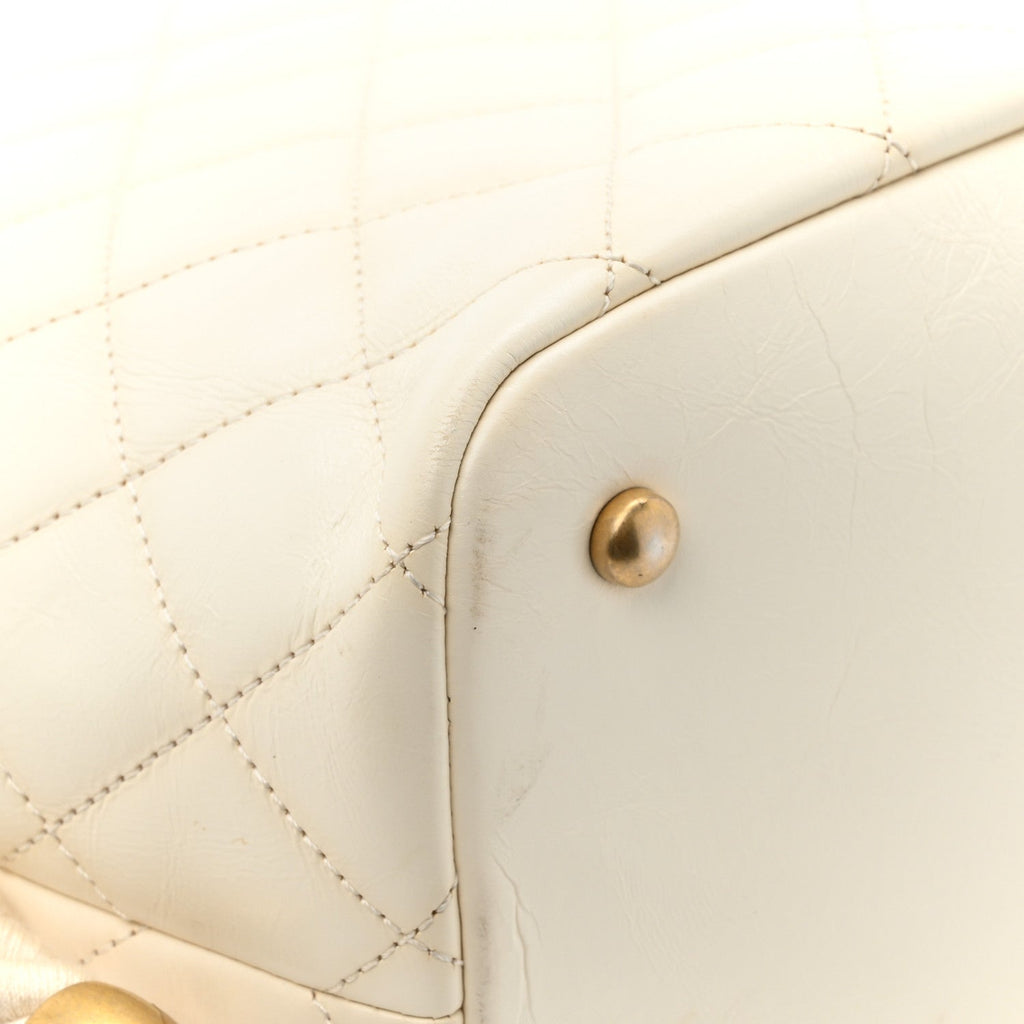 Crumpled Calfskin En Vogue Rope Hobo Bag White