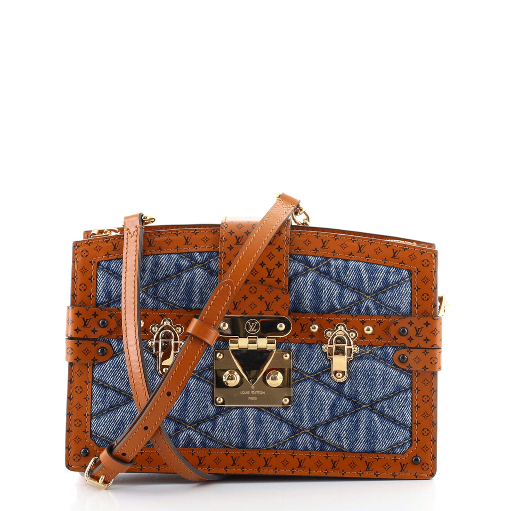 Trunk Clutch Malletage Denim with Monogram Leather