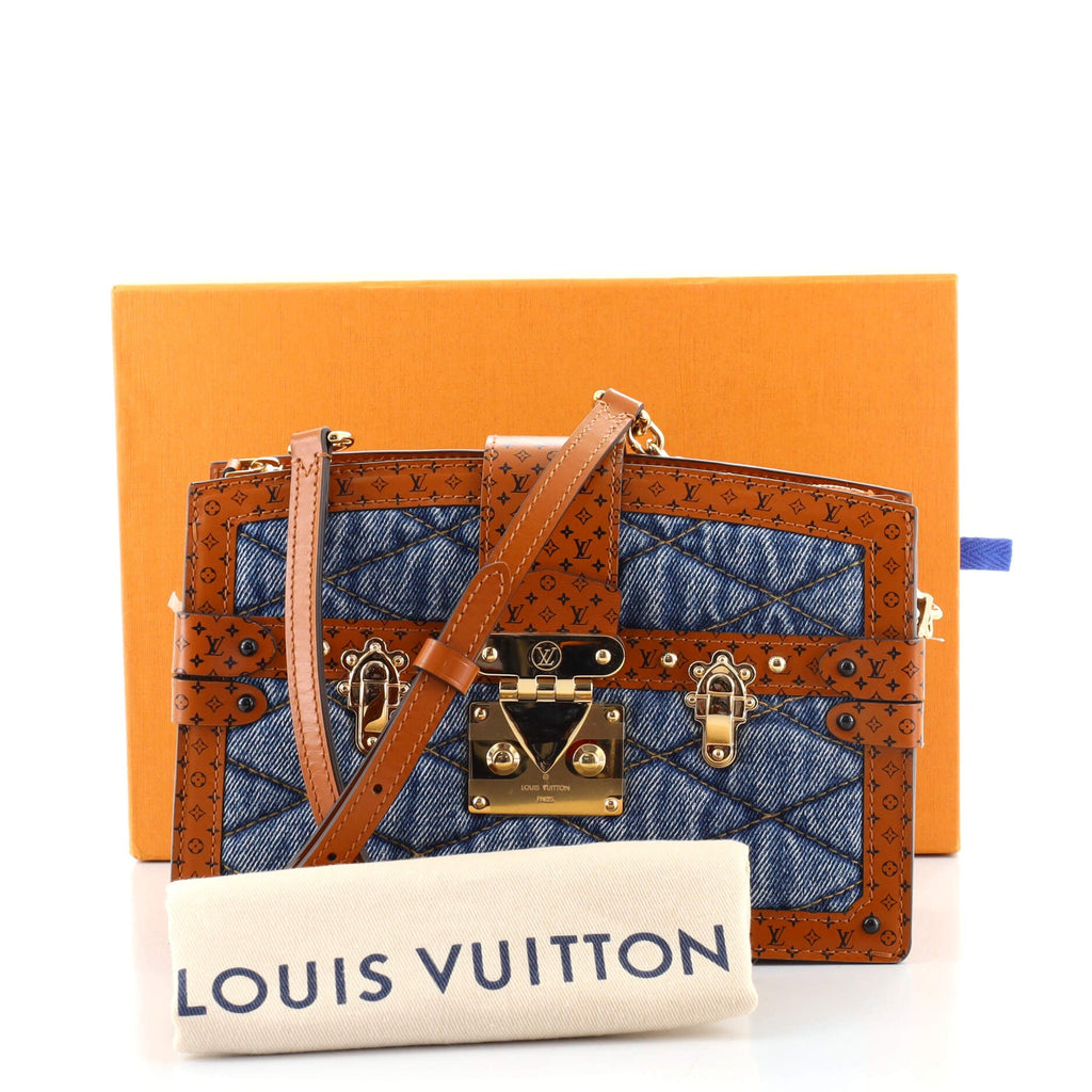Trunk Clutch Malletage Denim with Monogram Leather