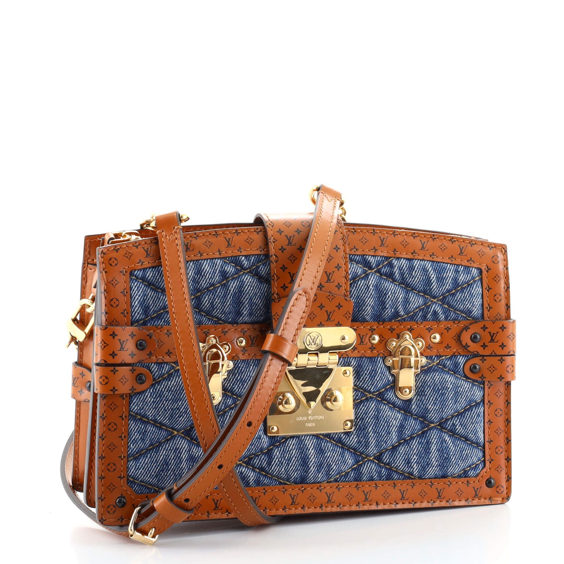 Trunk Clutch Malletage Denim with Monogram Leather