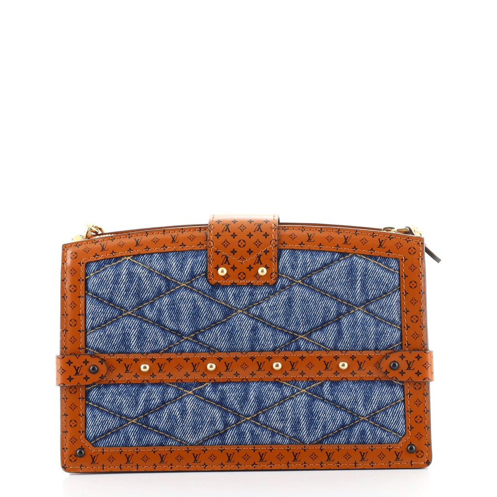 Trunk Clutch Malletage Denim with Monogram Leather