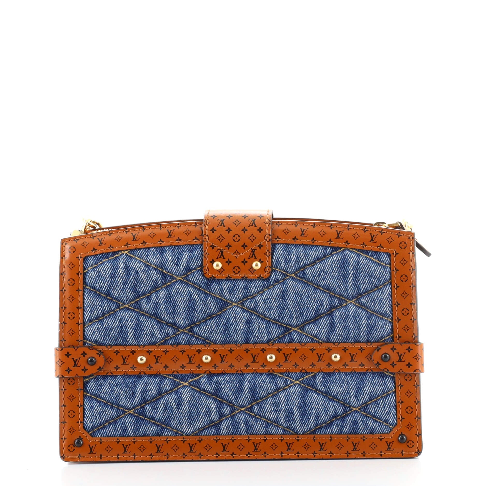 Trunk Clutch Malletage Denim with Monogram Leather