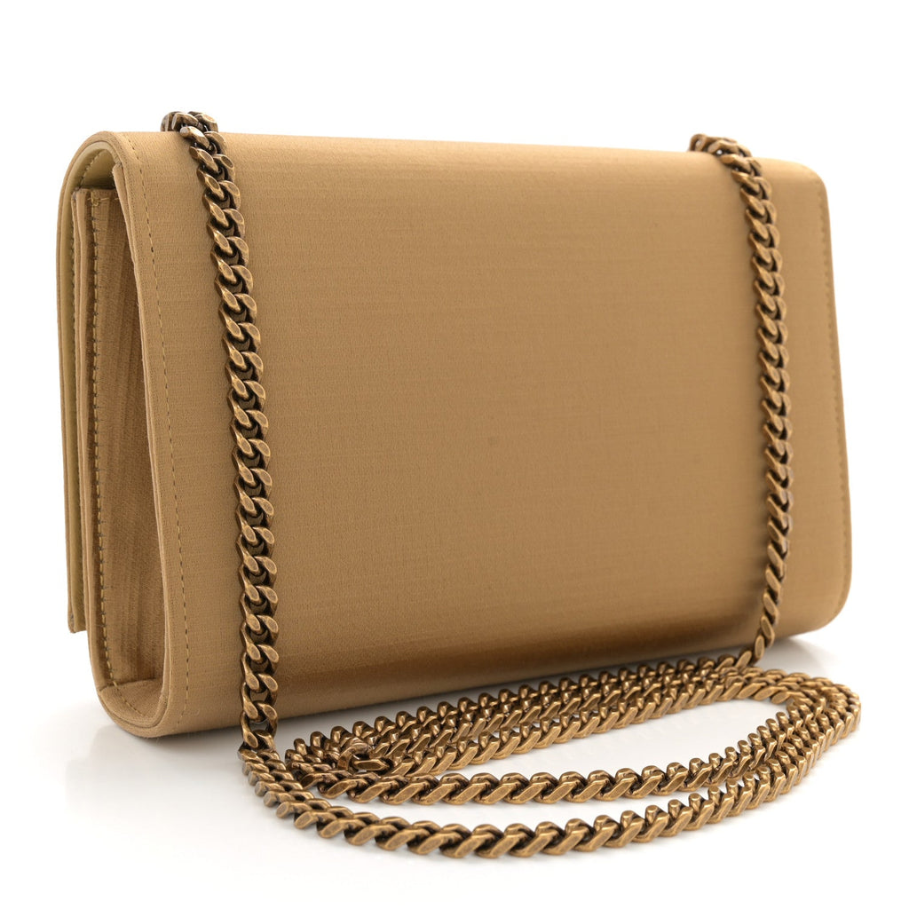 Satin Small Classic Monogram Kate Tassel Satchel Sahara Beige