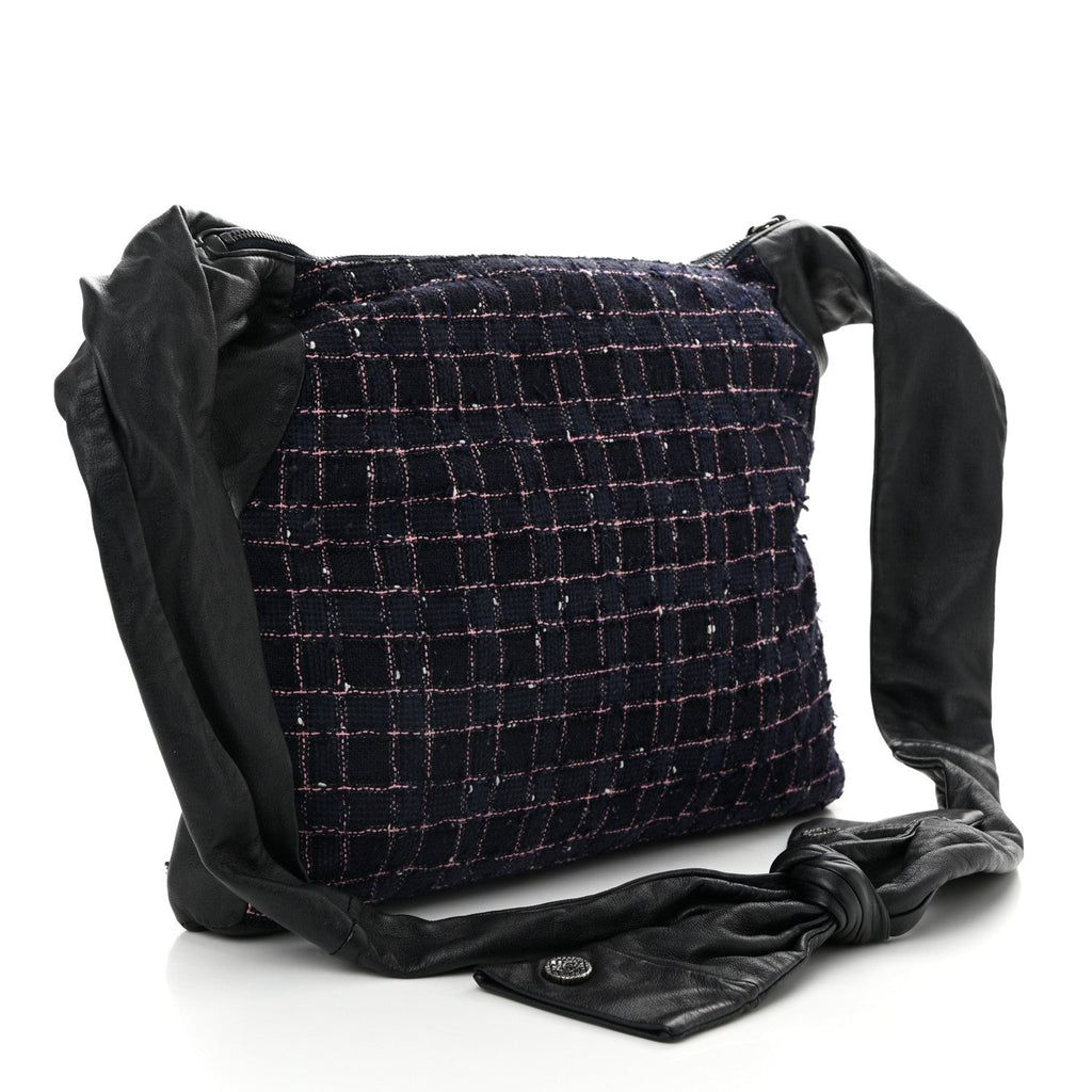 Tweed Lambskin Small Girl Bag Navy Blue Pink