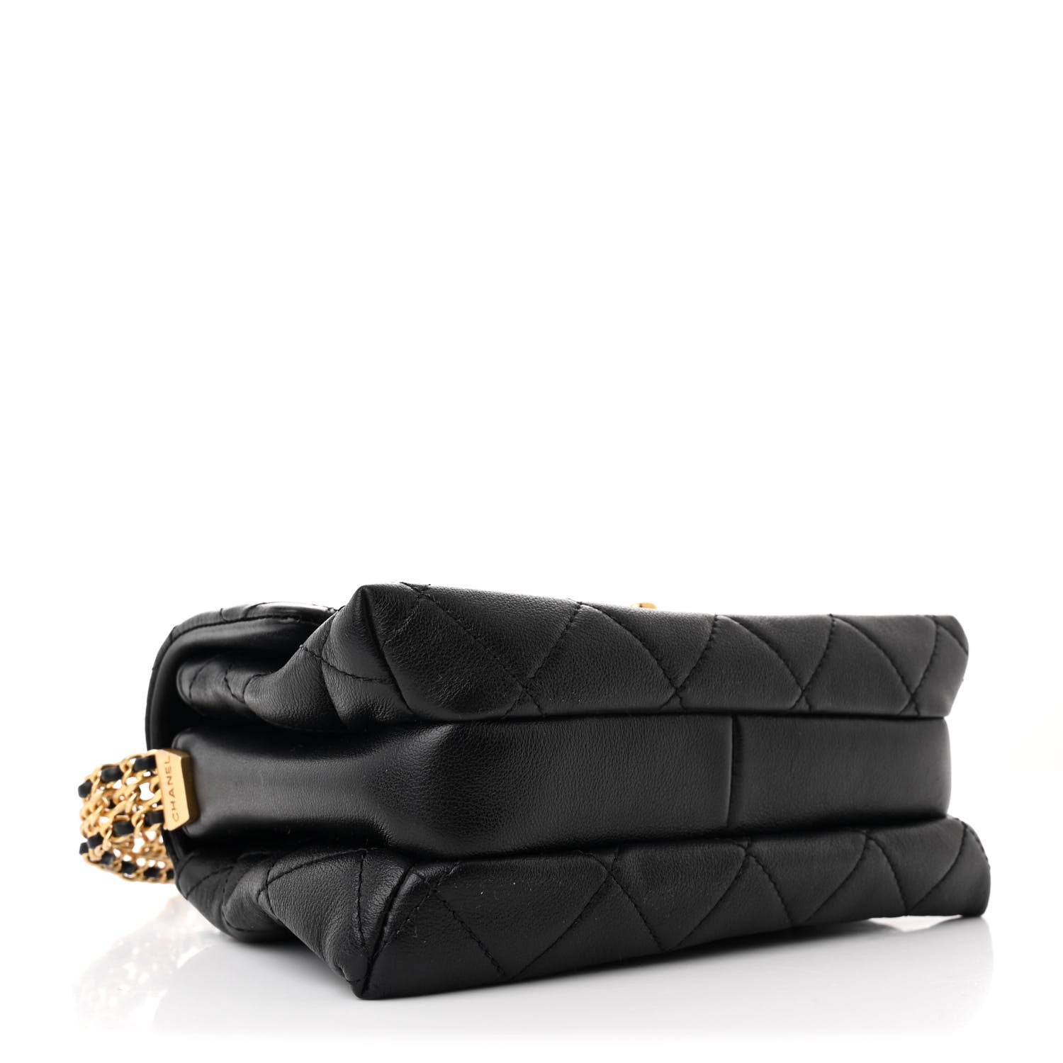 Calfskin Quilted Mini Chain Strap Flap Black