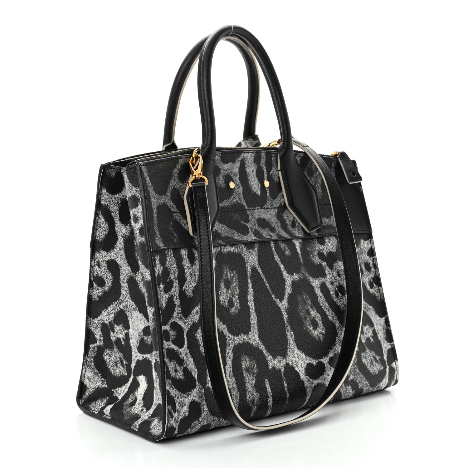 Canvas Calfskin Wild Animal Print City Steamer MM Black