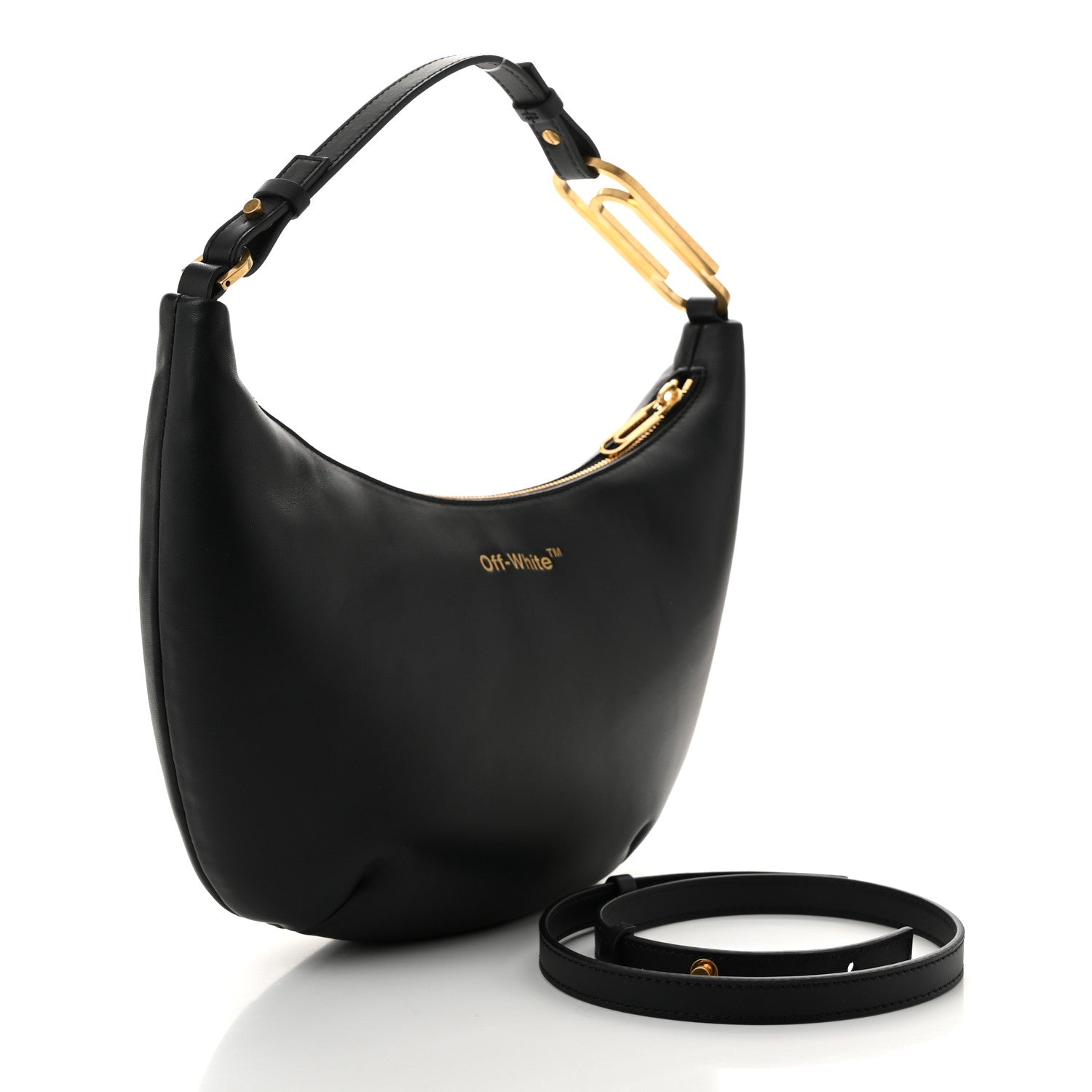 Calfskin Paperclip Hobo Bag Black