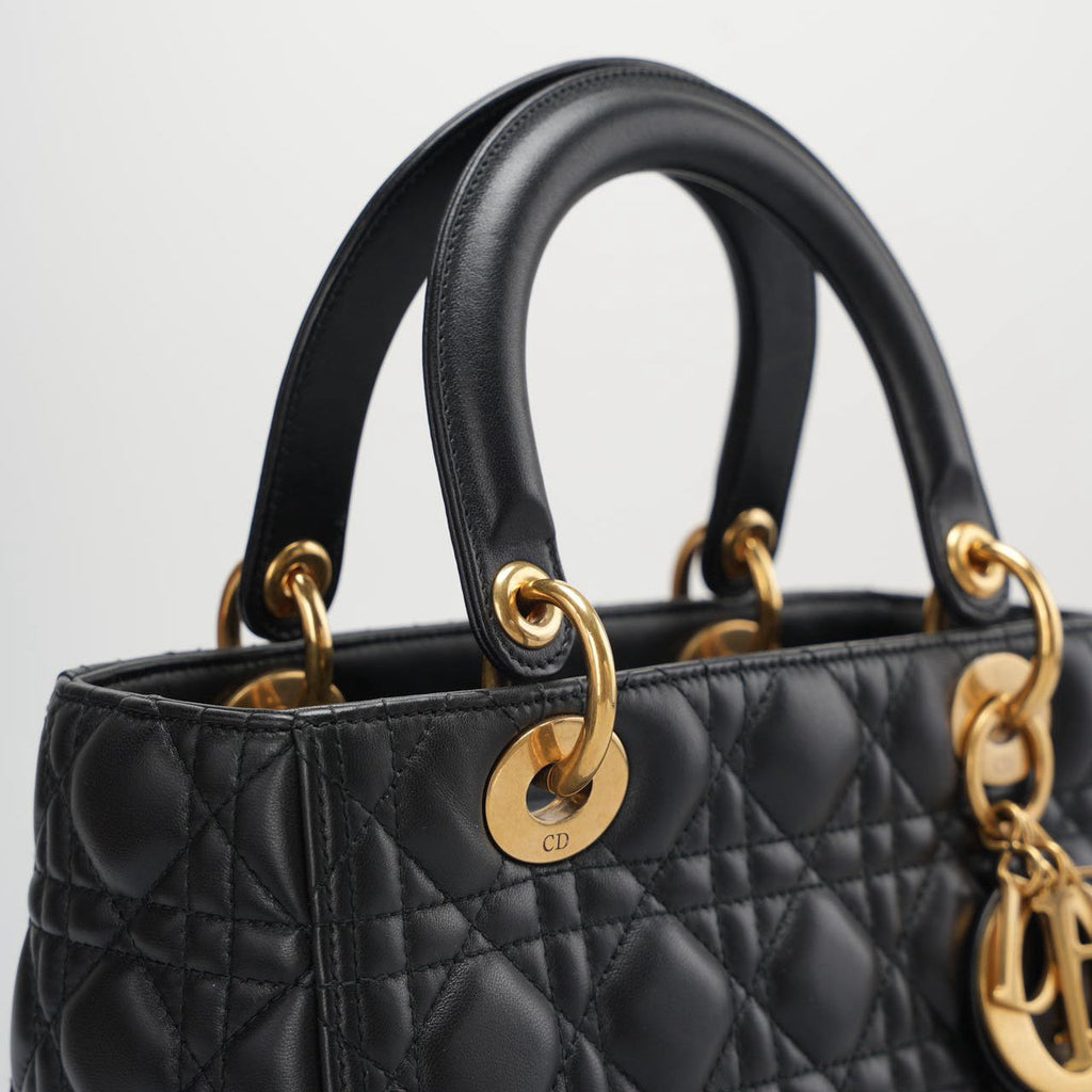 Christian Dior Black Medium Lambskin Leather with Gold Hardware from 2017