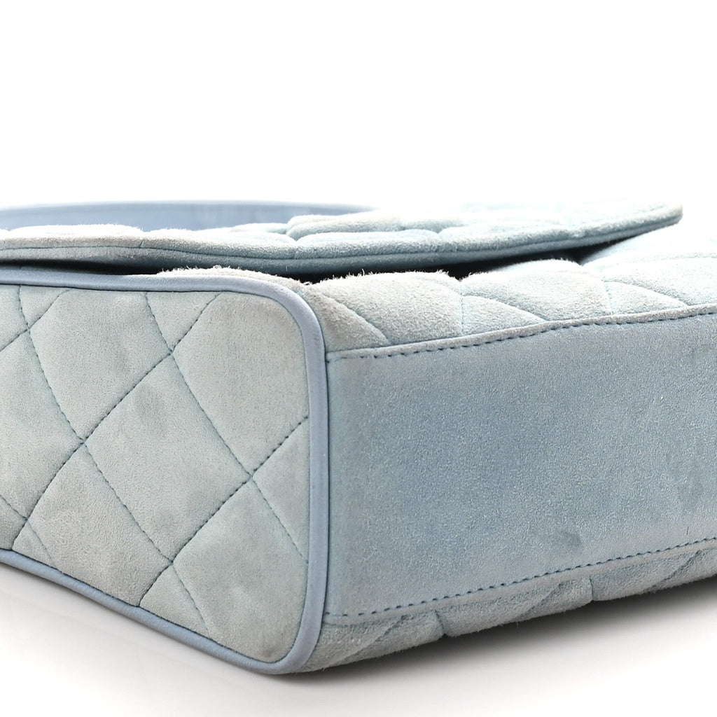 Suede Small Messenger Flap Light Blue