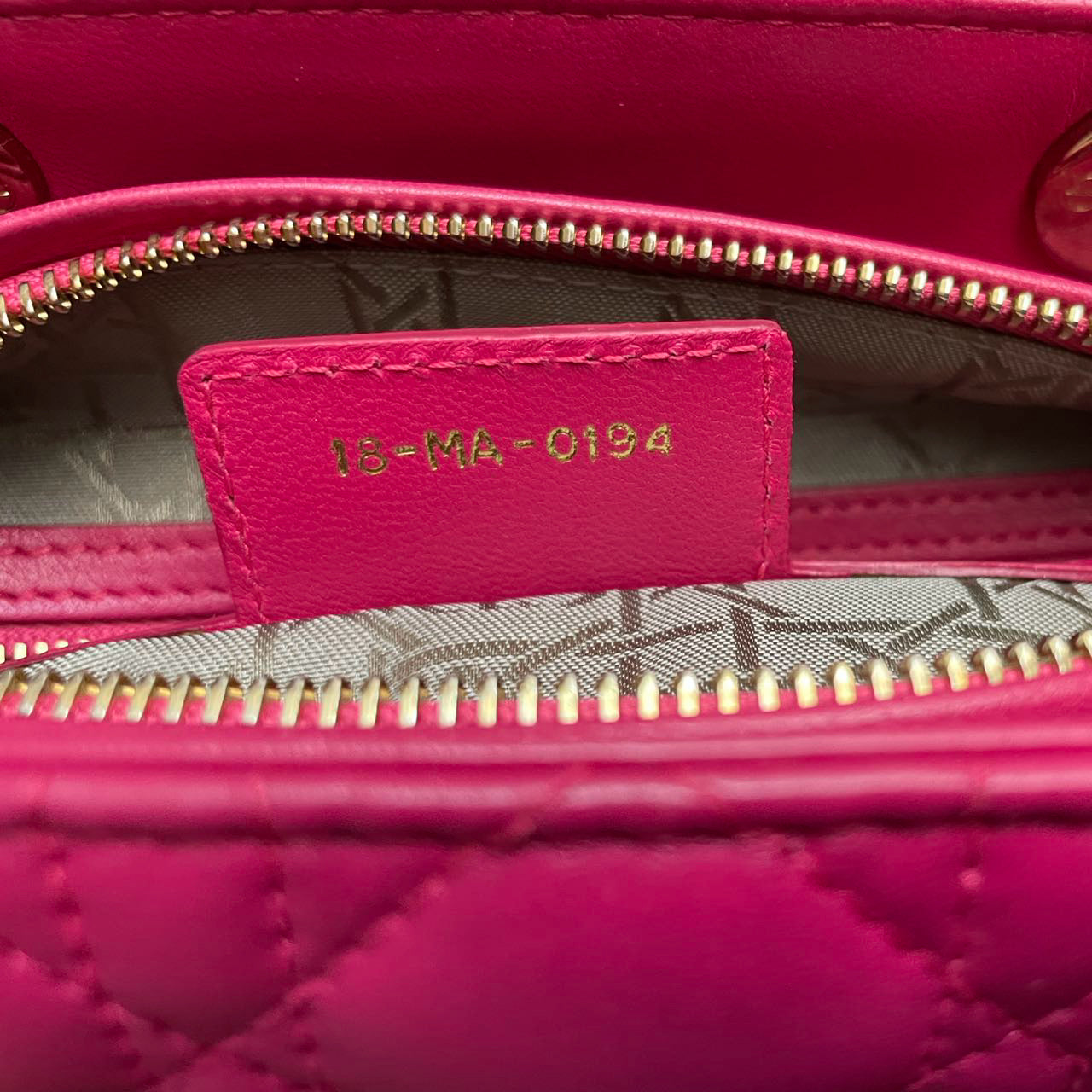 Christian Dior Pink Lady Dior in Cannage Lambskin Leather with Gold Hardware Medium