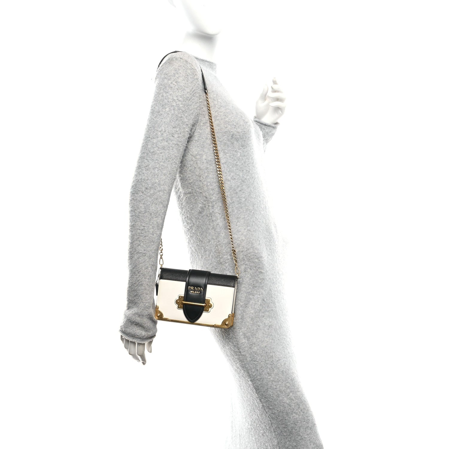City Calf Saffiano Cahier Bag Talco Black