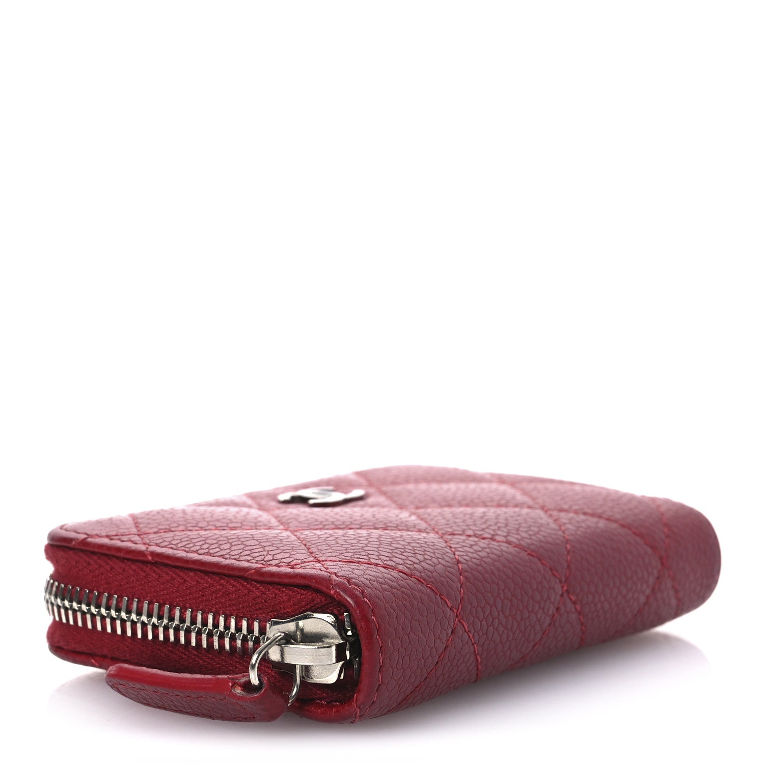 Caviar Quilted Zip Coin Purse Red