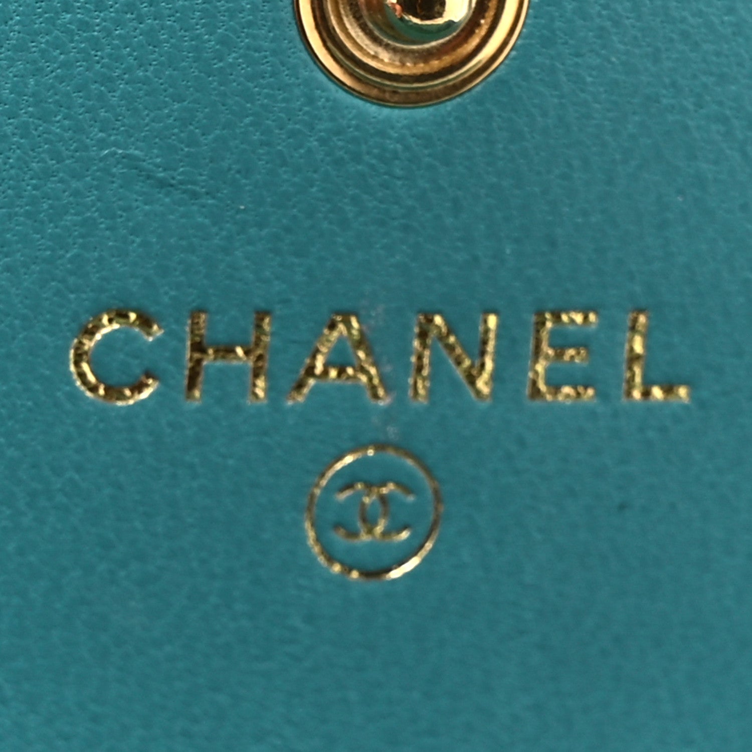 Lambskin Gripoix Quilted Gusset Flap Wallet Turquoise