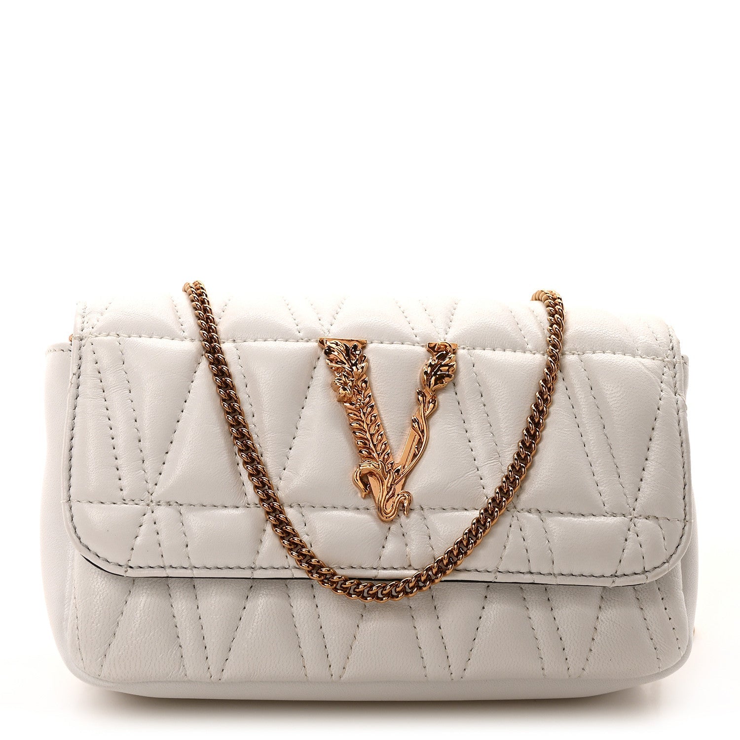 Nappa Quilted Virtus Evening Bag White