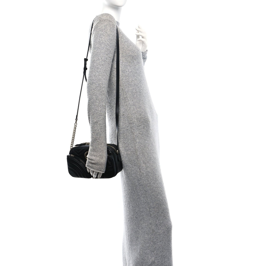 Calfskin Matelasse Small GG Marmont Sphinx Chain Shoulder Bag Black