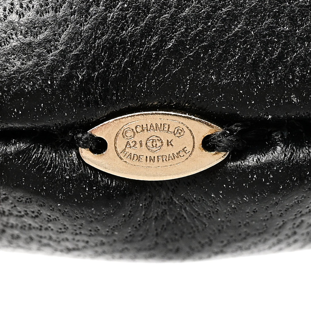 Lambskin Quilted CC Hair Scrunchie Black