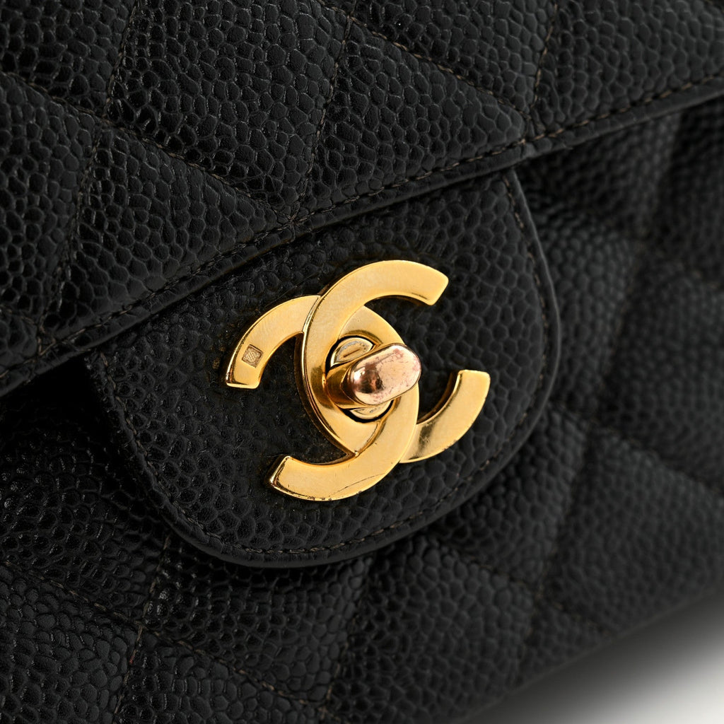 Caviar Quilted Small Double Flap Black