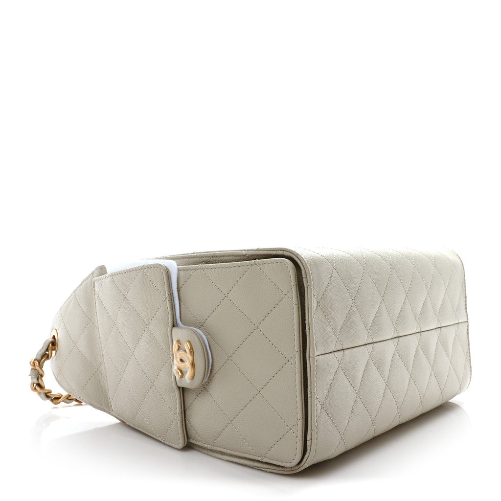 Caviar Quilted Small Chanel 25 Handbag Light Grey