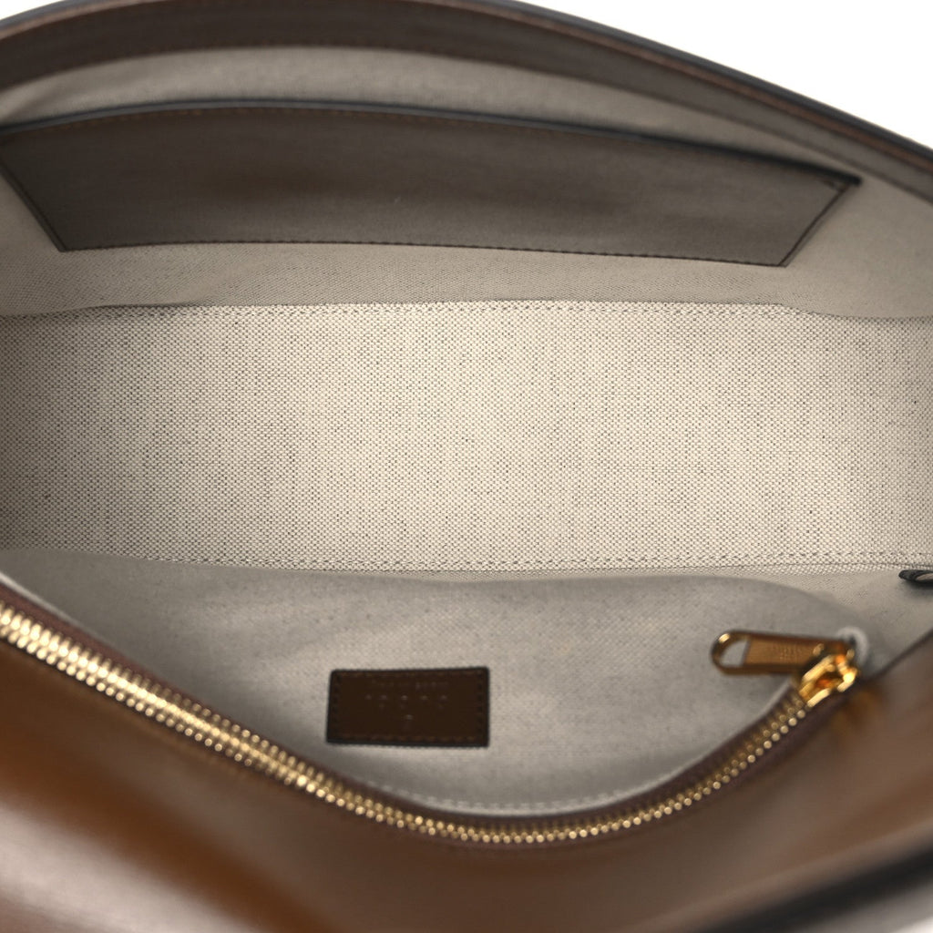 GG Supreme Monogram Azalea Calfskin Web Medium Horsebit 1955 Shoulder Bag Beige Ebony Brown Sugar